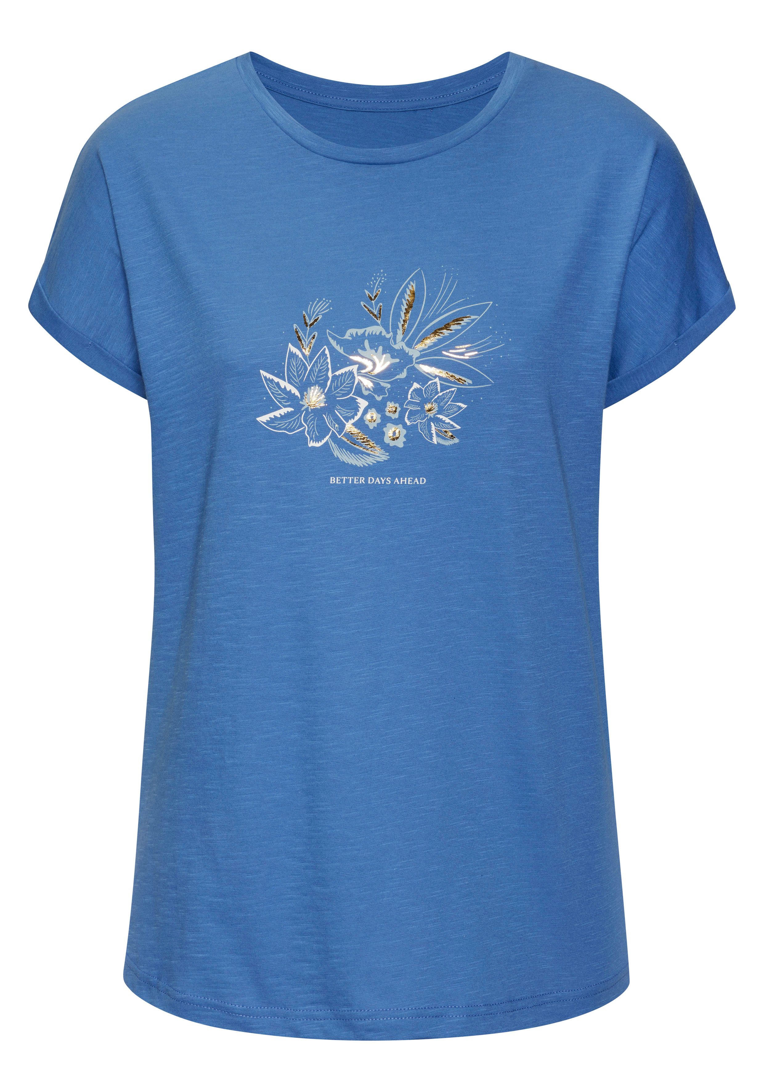 Vivance T-shirt Met goudkleurig glanzend folieprint