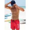 s.oliver red label beachwear zwemshort met logoprint en contrastkleurige details rood