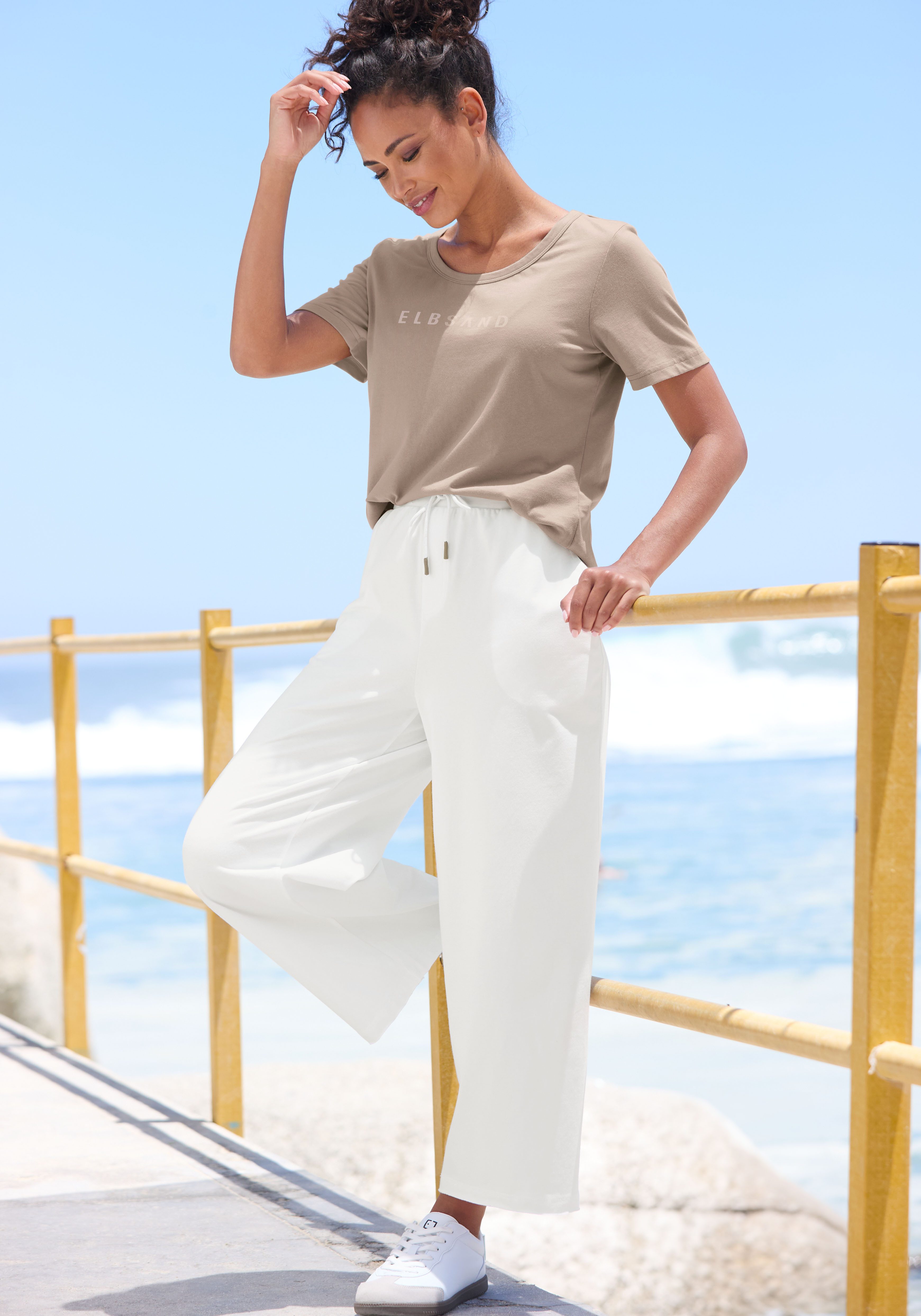 Elbsand 7/8 broek van sweatstof met een brede pijp