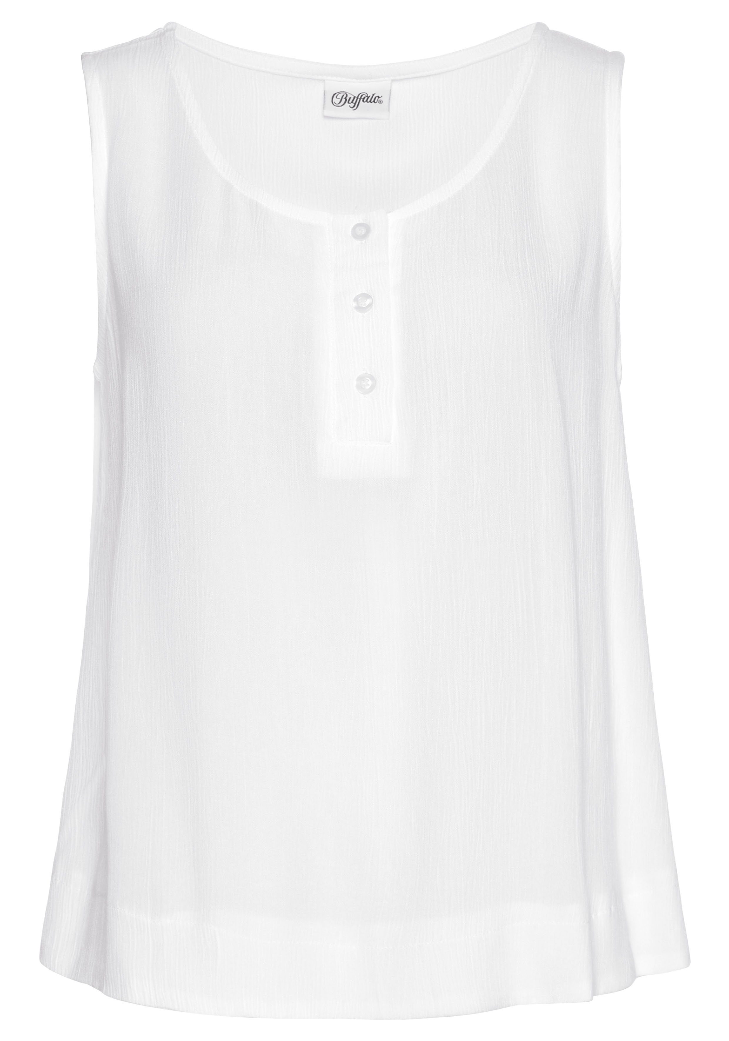 Buffalo Top van crêpe viscose met knoopsluiting, tanktop, overhemdblouse