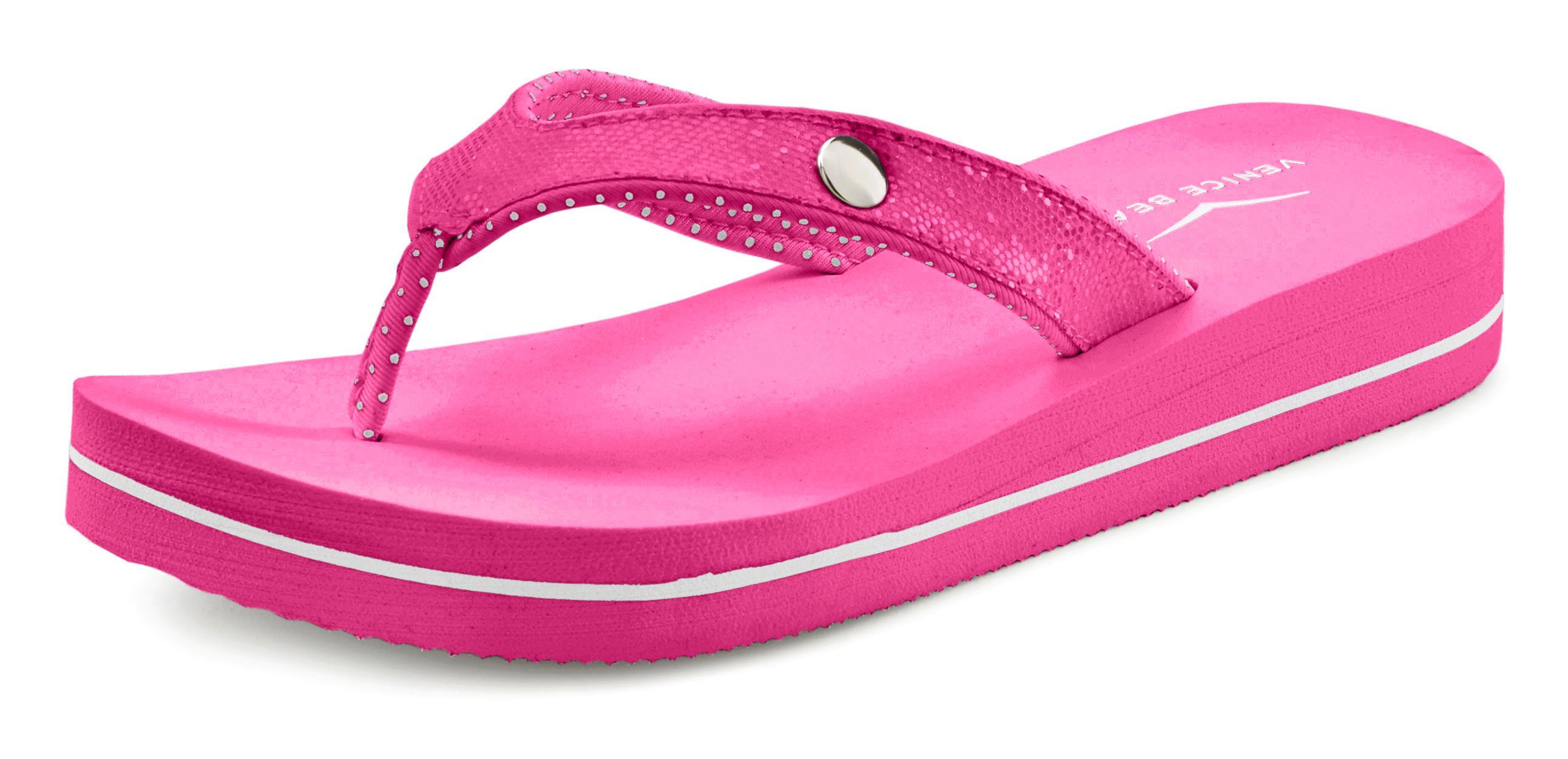 Venice Beach Badslippers Sandaal, pantoletten, badschoenen ultralicht met glitterband VEGAN