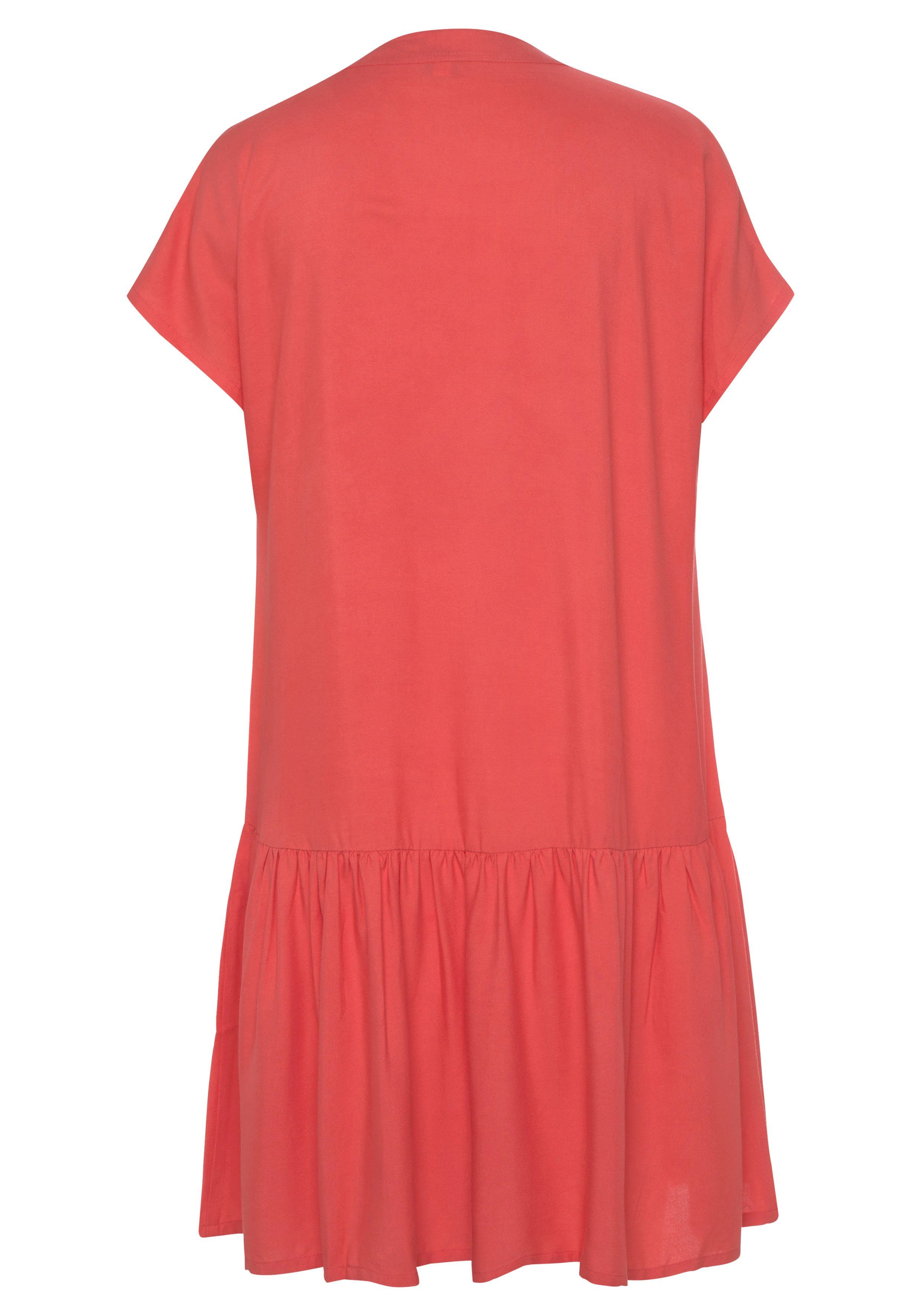 s.Oliver RED LABEL Beachwear Blousejurk met volants op de rok, tuniekjurk, zomerjurk, basic