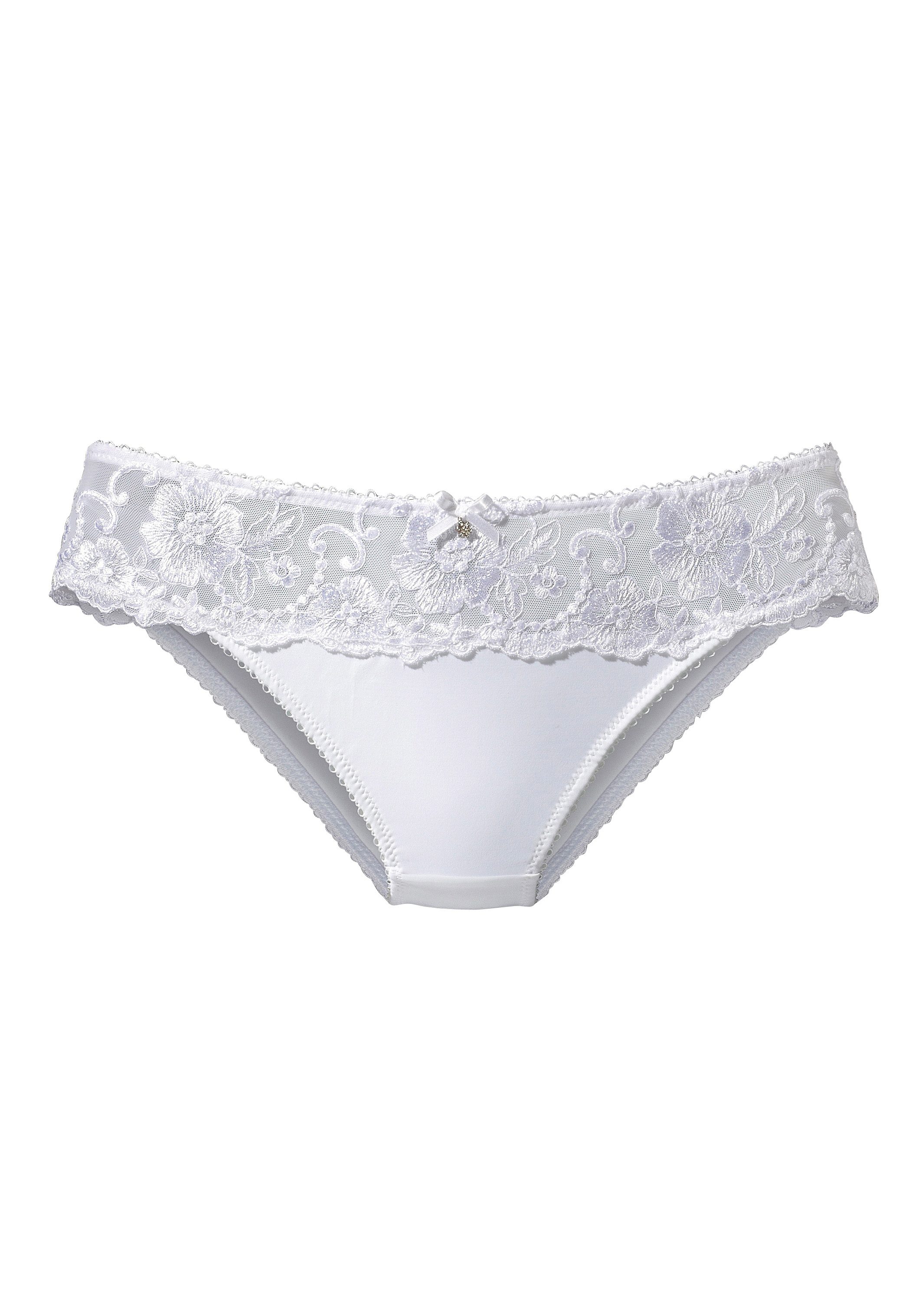 Lascana Bikinibroekje WANDA met borduurkant in bloemetjes-look