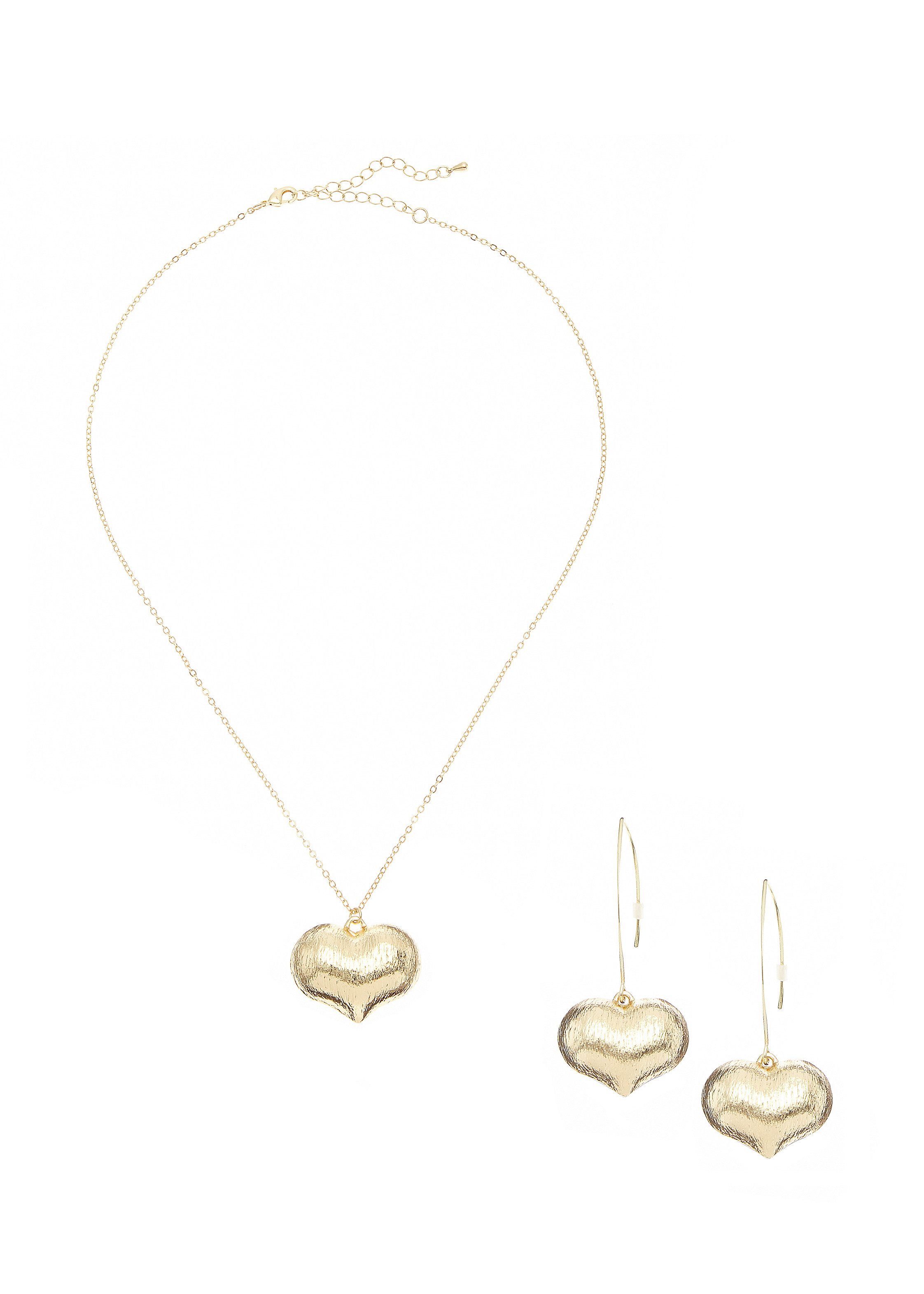 Lascana Oorring- en kettingenset , 2-delig set van halsketting en oorbellen met harthanger (set, 3-delig)