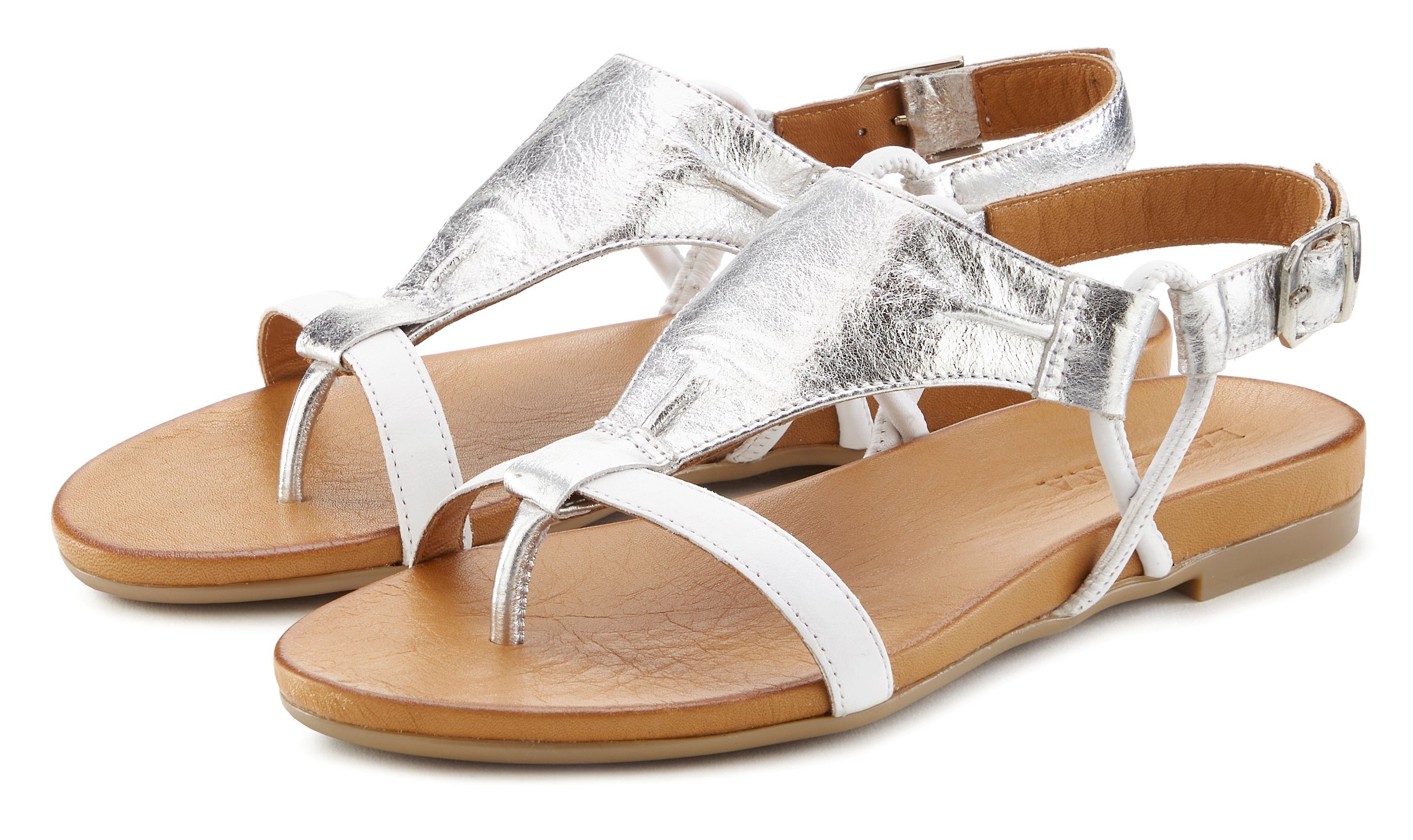 Lascana Sandalen Sandalette, zomerschoen van hoogwaardig leer met metallic uiterlijk