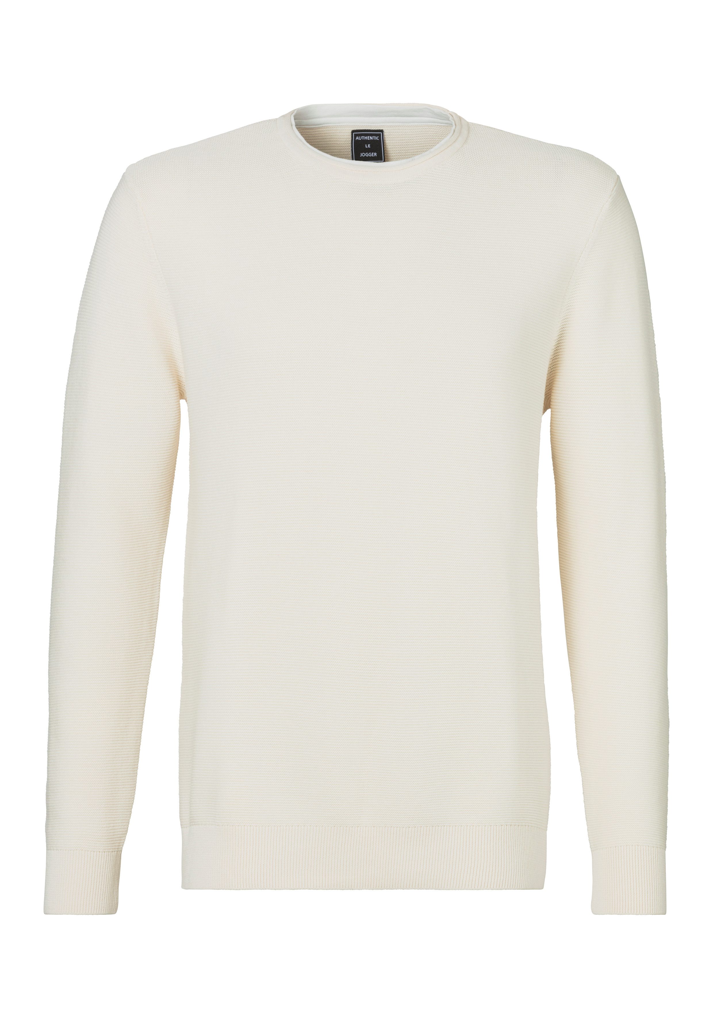 AUTHENTIC LE JOGGER Gebreide trui met double-layer look, pullover van 100% katoen heren maat XL (56/58) beige