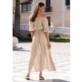 lascana maxi-jurk met stijlvolle stippeltjesprint beige