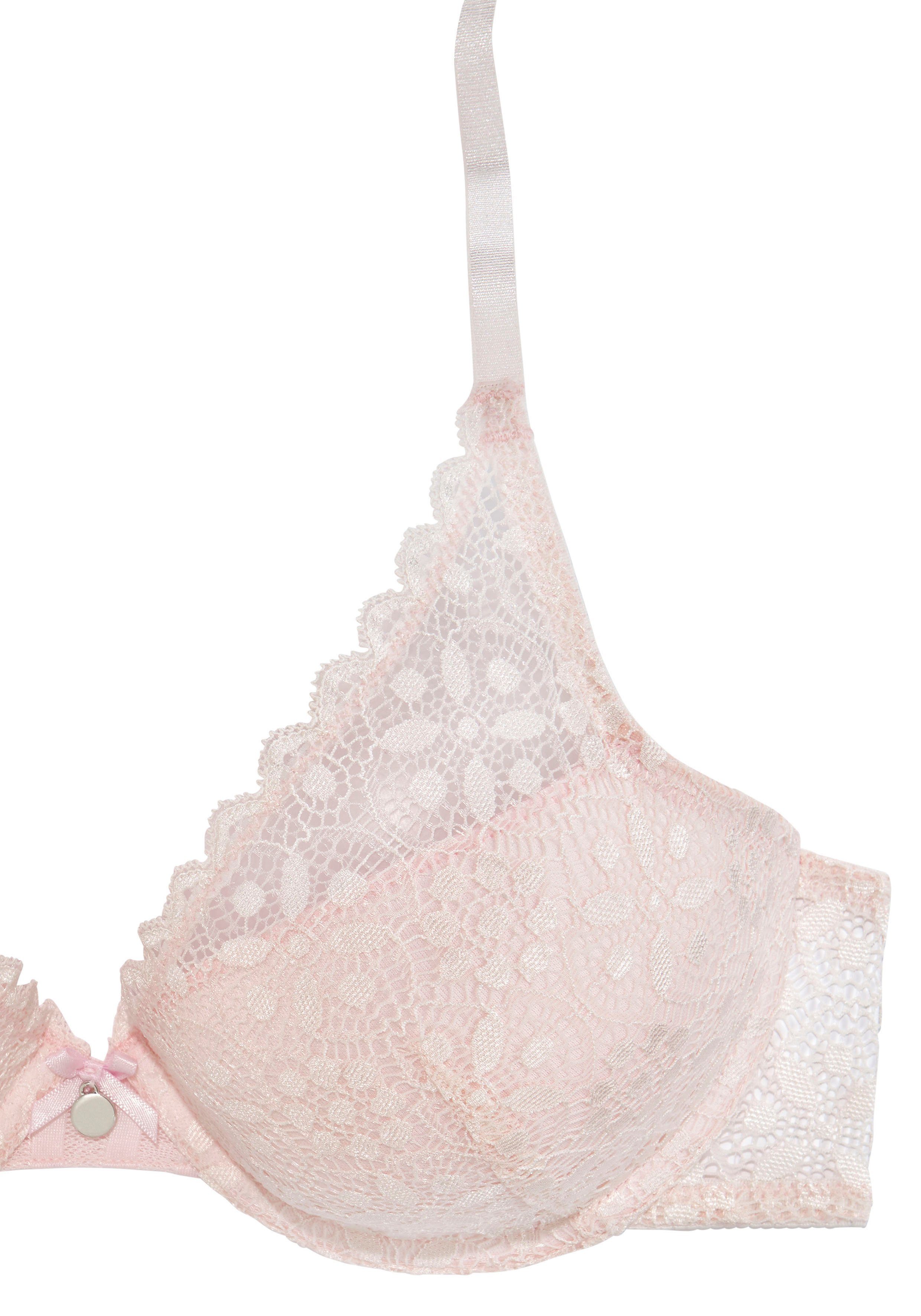 s.Oliver RED LABEL Beachwear Push-up-bh AMELIE van transparante bloemetjeskant, dessous
