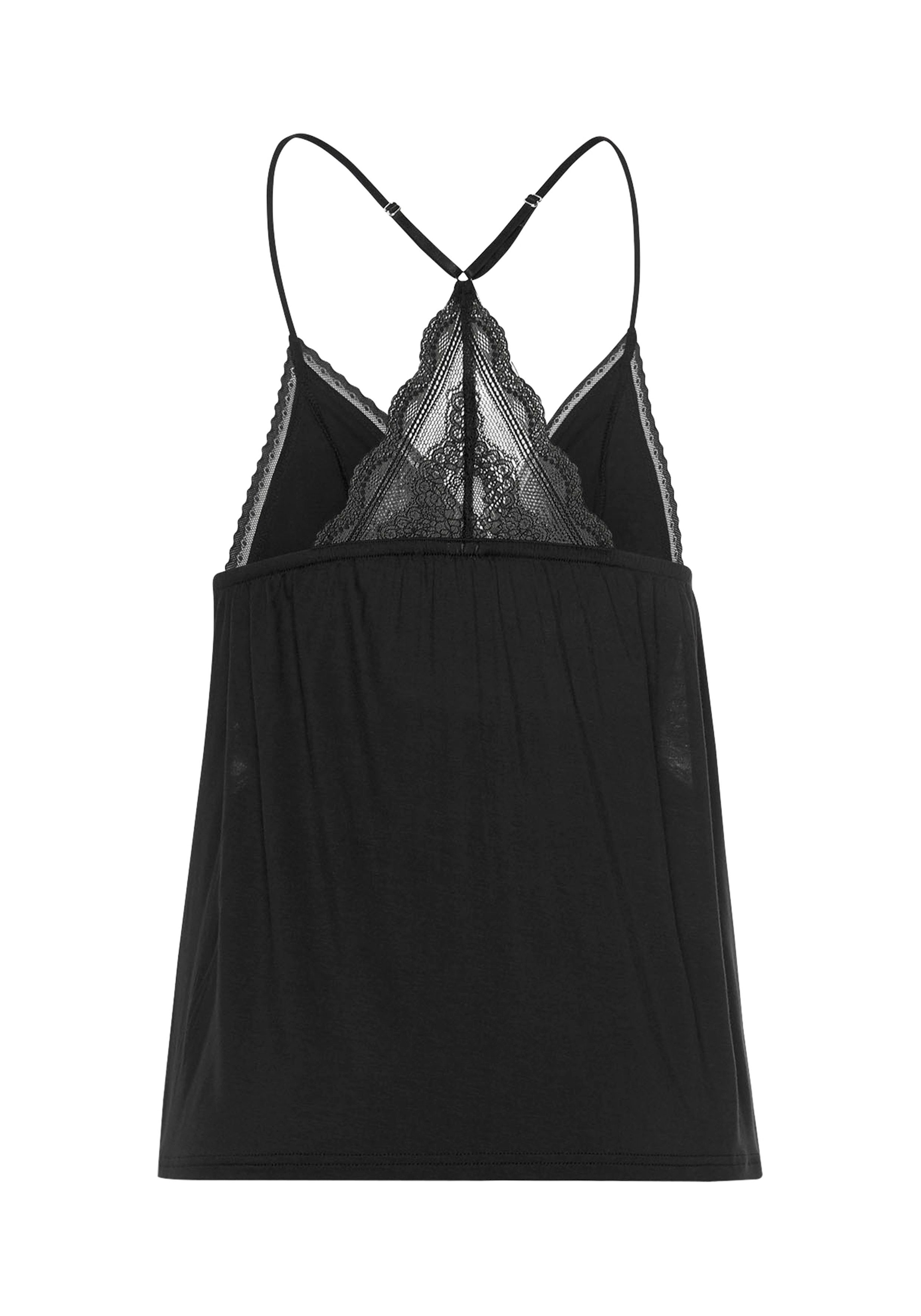 Lascana Babydolltop met fijne bandjes en transparante, kanten inzetten