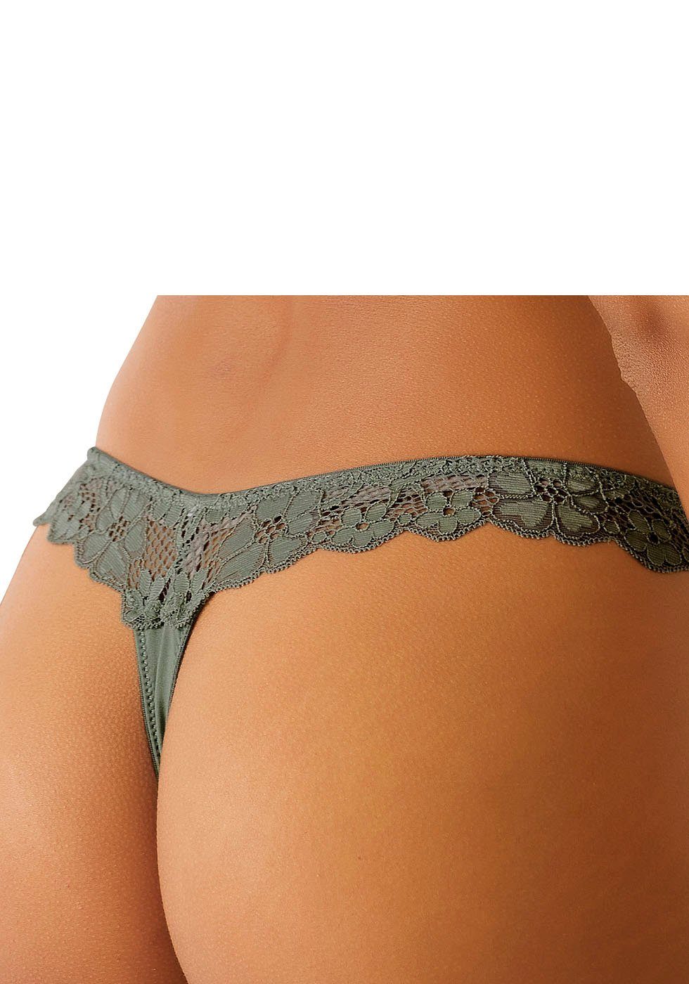 Petite fleur String achter geheel van fijne jacquard-kant (3 stuks)