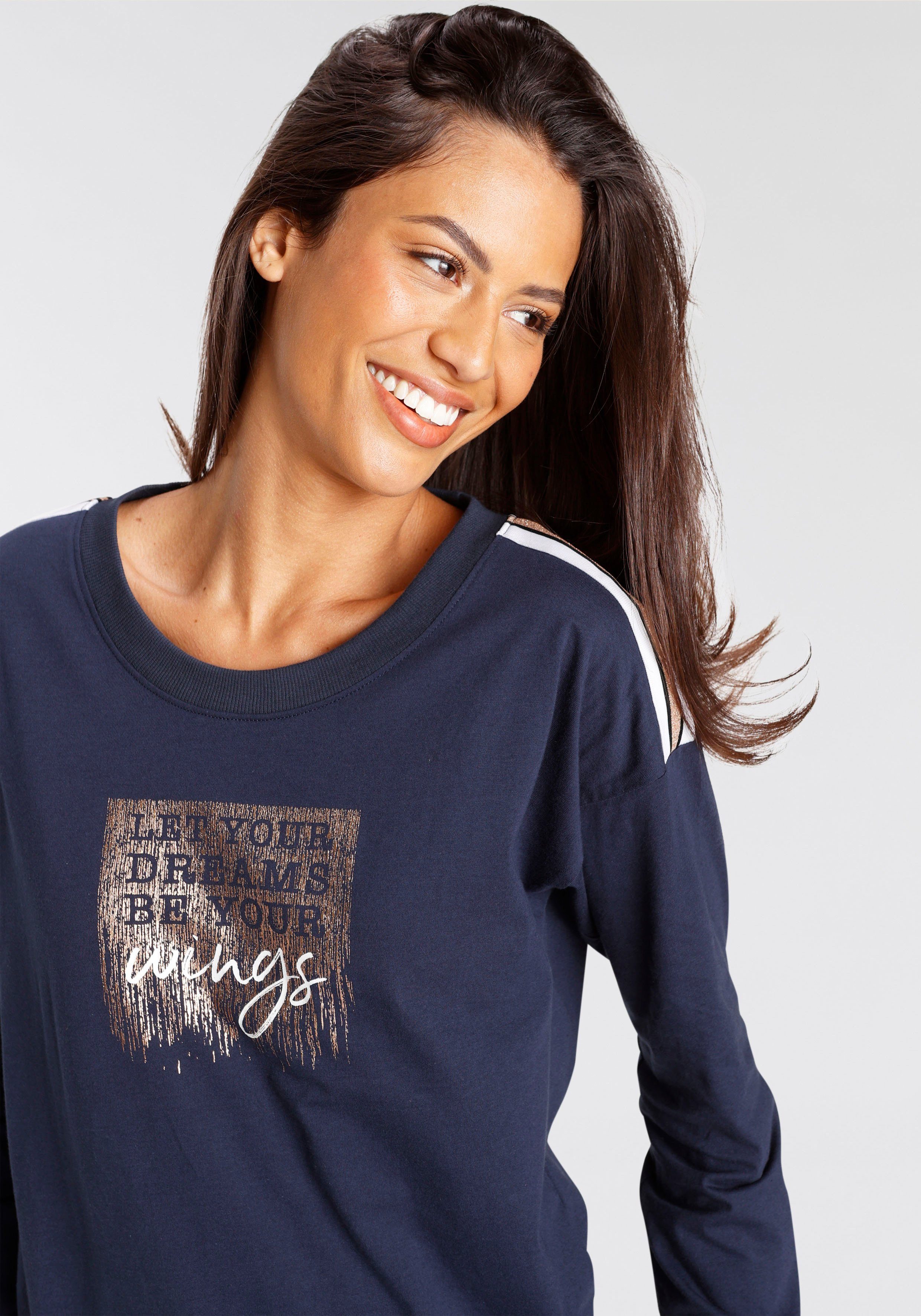 Vivance Dreams Pyjama met contrastkleurige tapedetails (2-delig, 1 stuk)