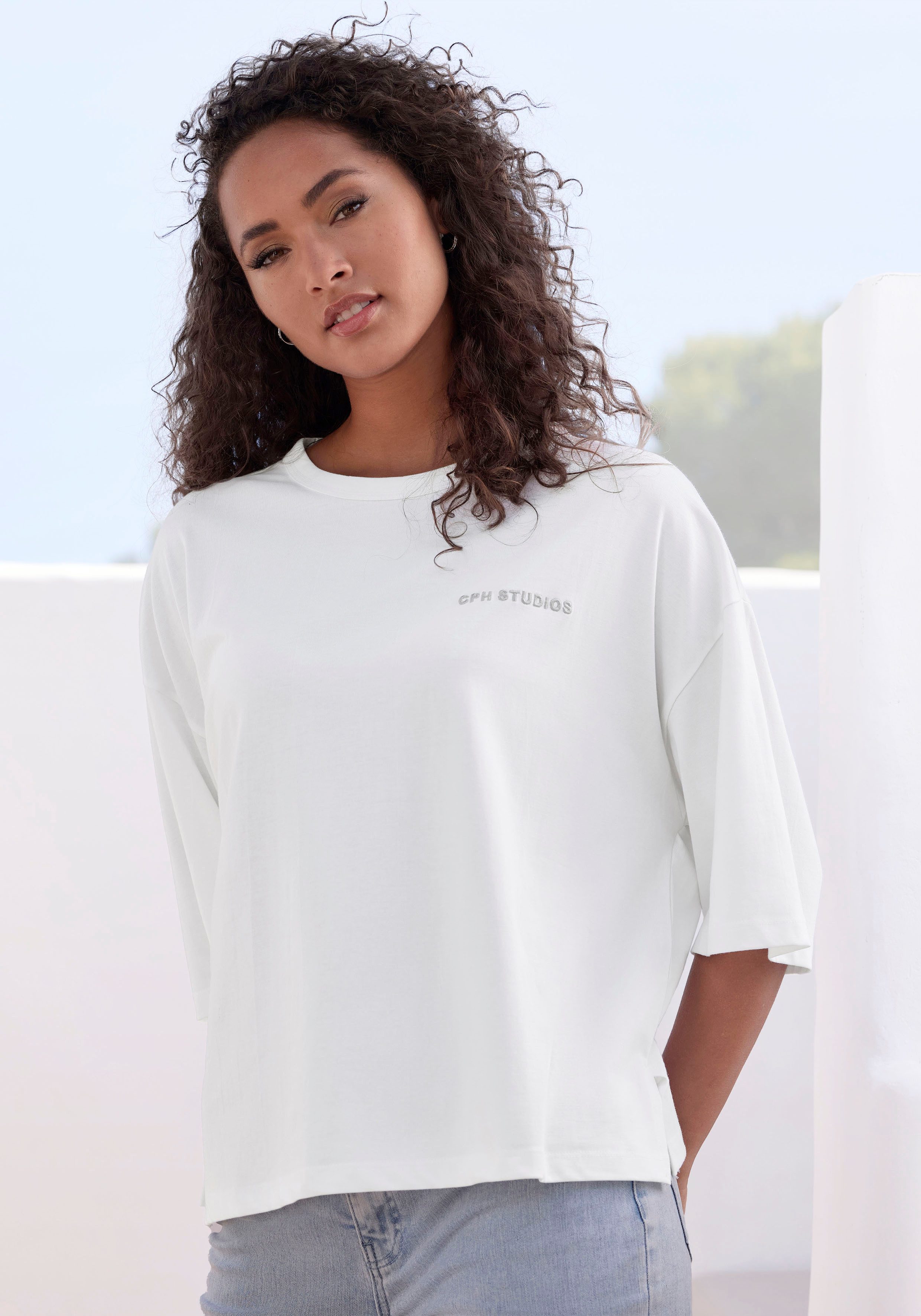 Copenhagen Studios Oversized shirt Met hoogwaardige logoborduring van zware biologische katoen kwaliteit