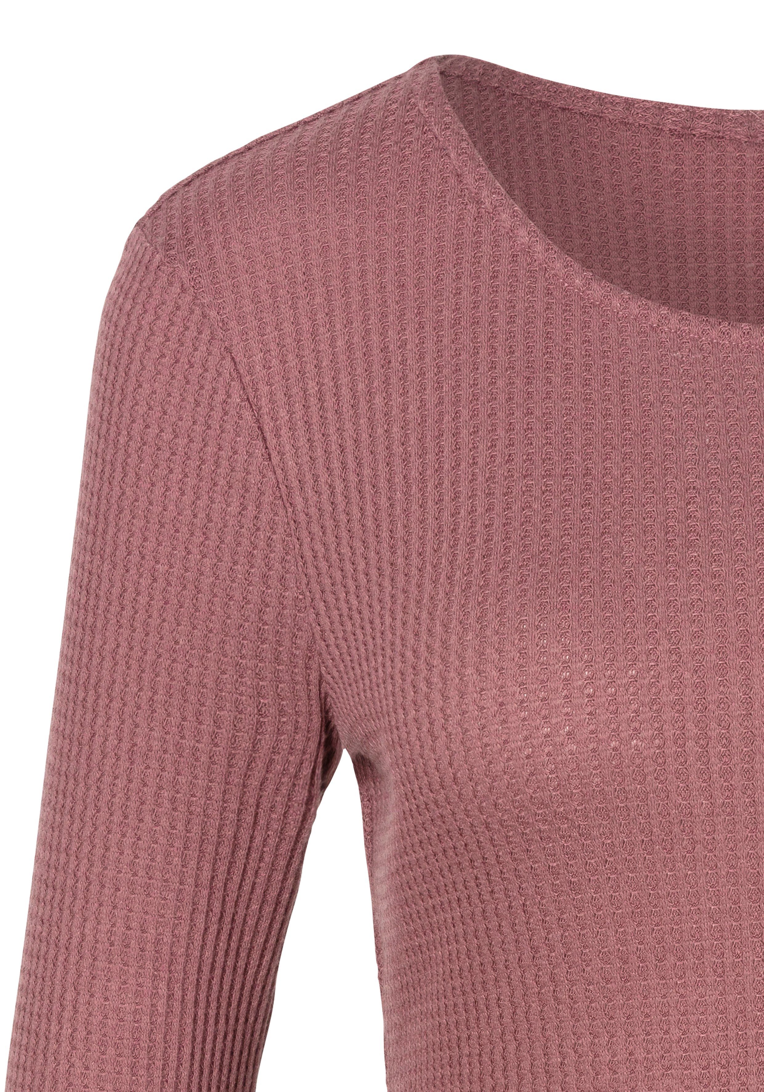 Lascana Shirt met lange mouwen In modieuze piqué-optiek van onderhoudsvriendelijke kwaliteit met viscose (Set van 2)