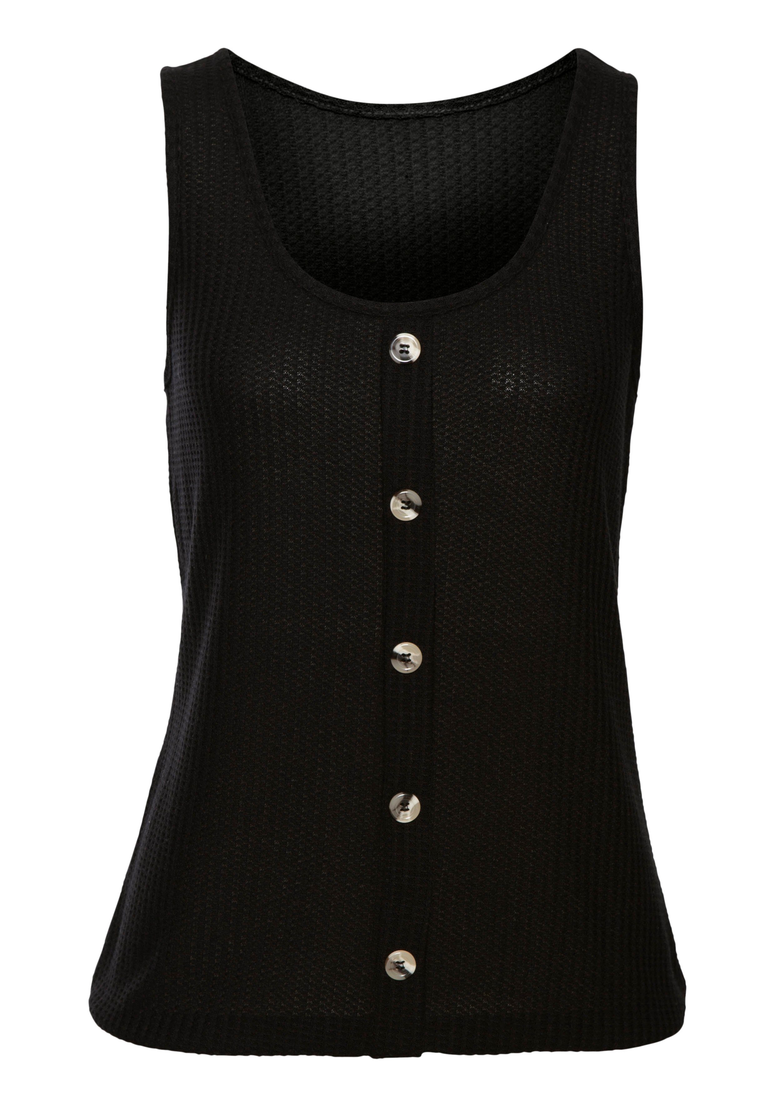 Lascana Top Met sierknoopsluiting van zachte piquékwaliteit (1-delig) strandtops maat 36/38 zwart