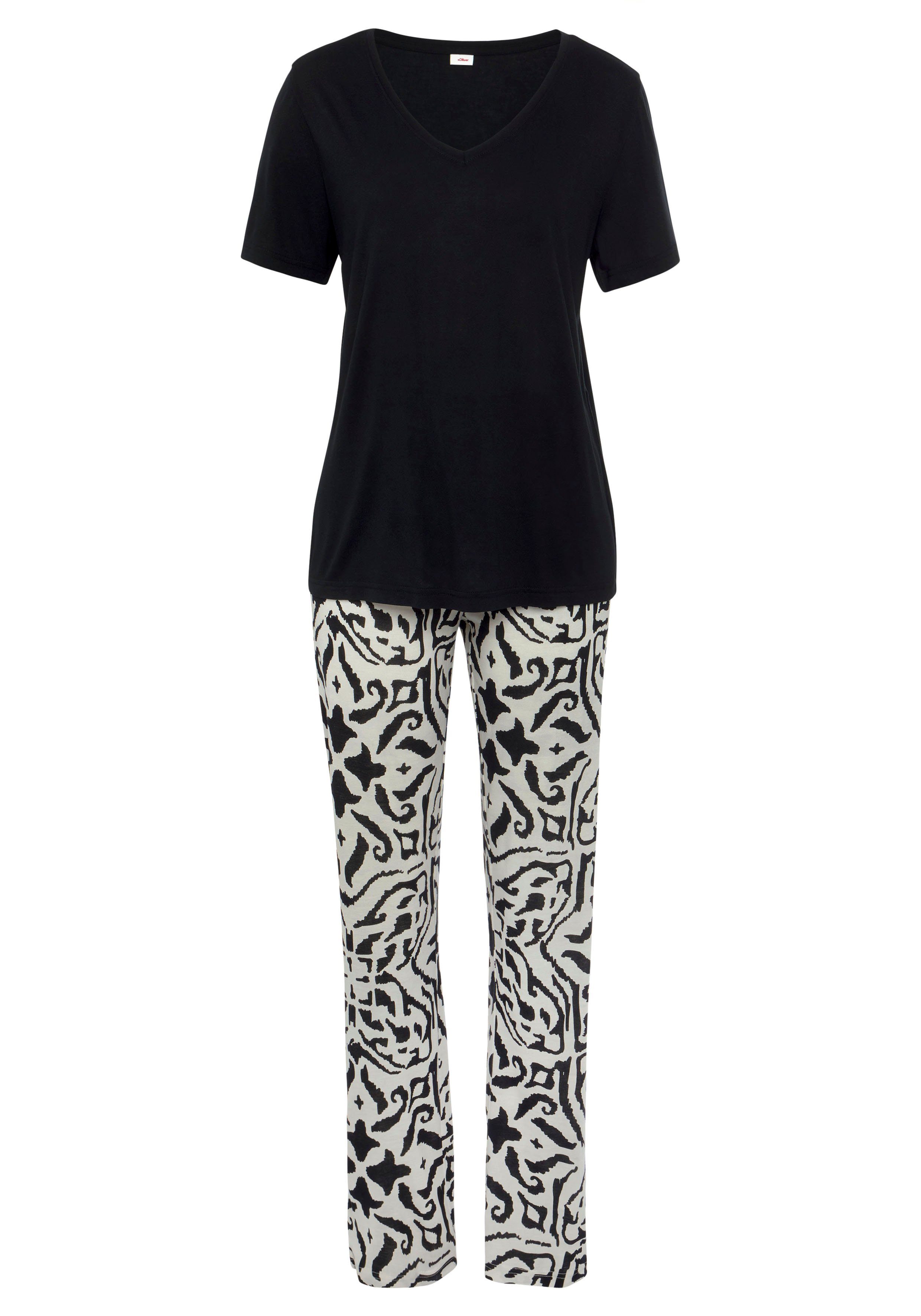 s.Oliver RED LABEL Beachwear Pyjama met bloemig etno-patroon (2-delig)