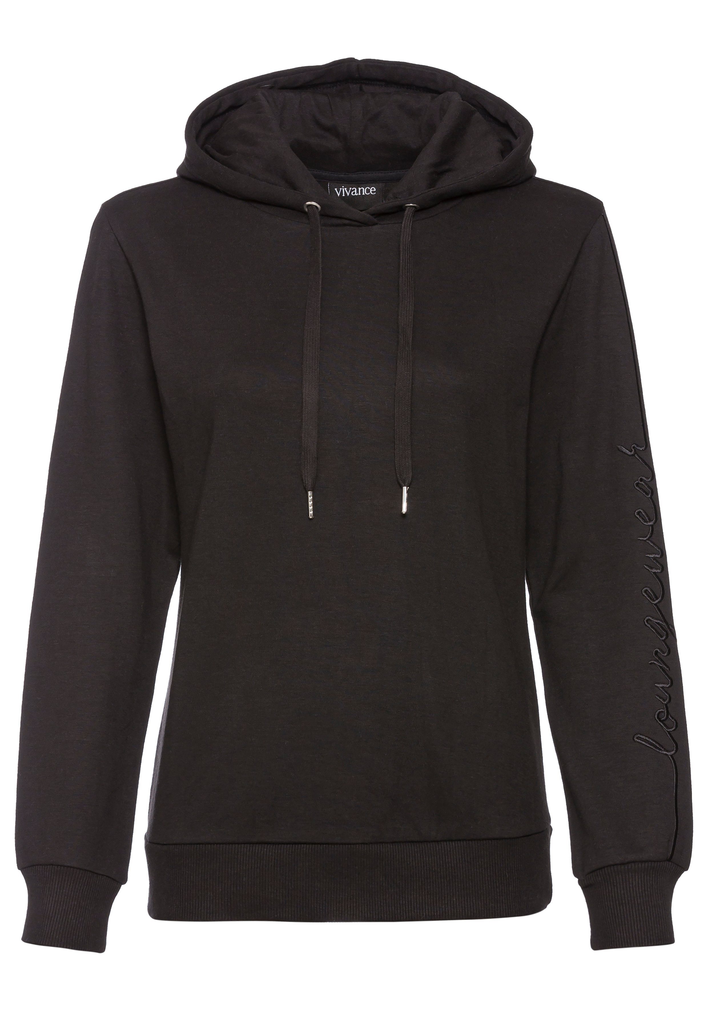 Vivance Hoodie met zij-loungewear borduring, loungeshirt