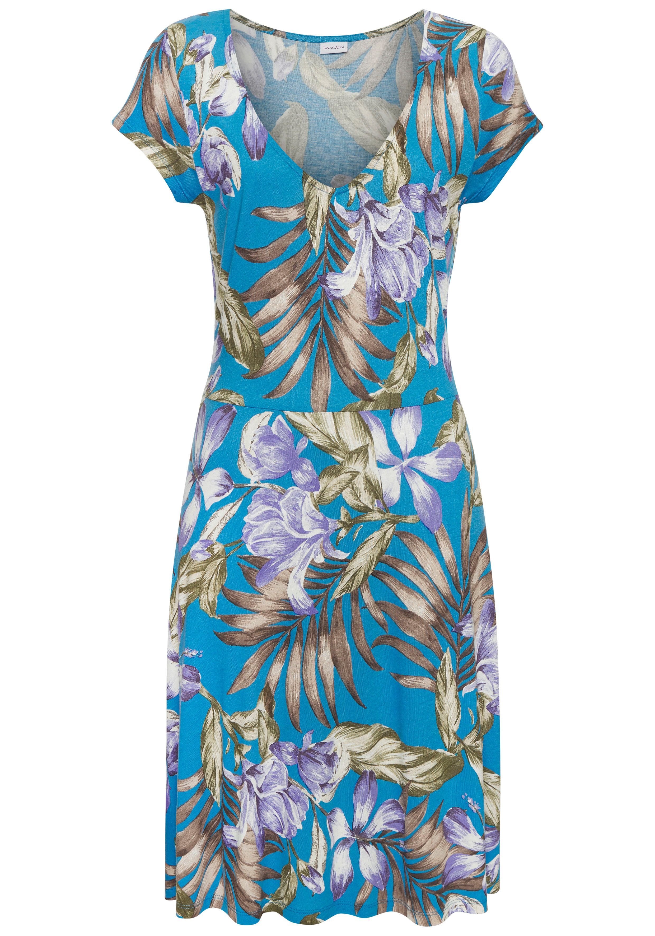 Lascana Mini-jurk met v-hals in alloverprint