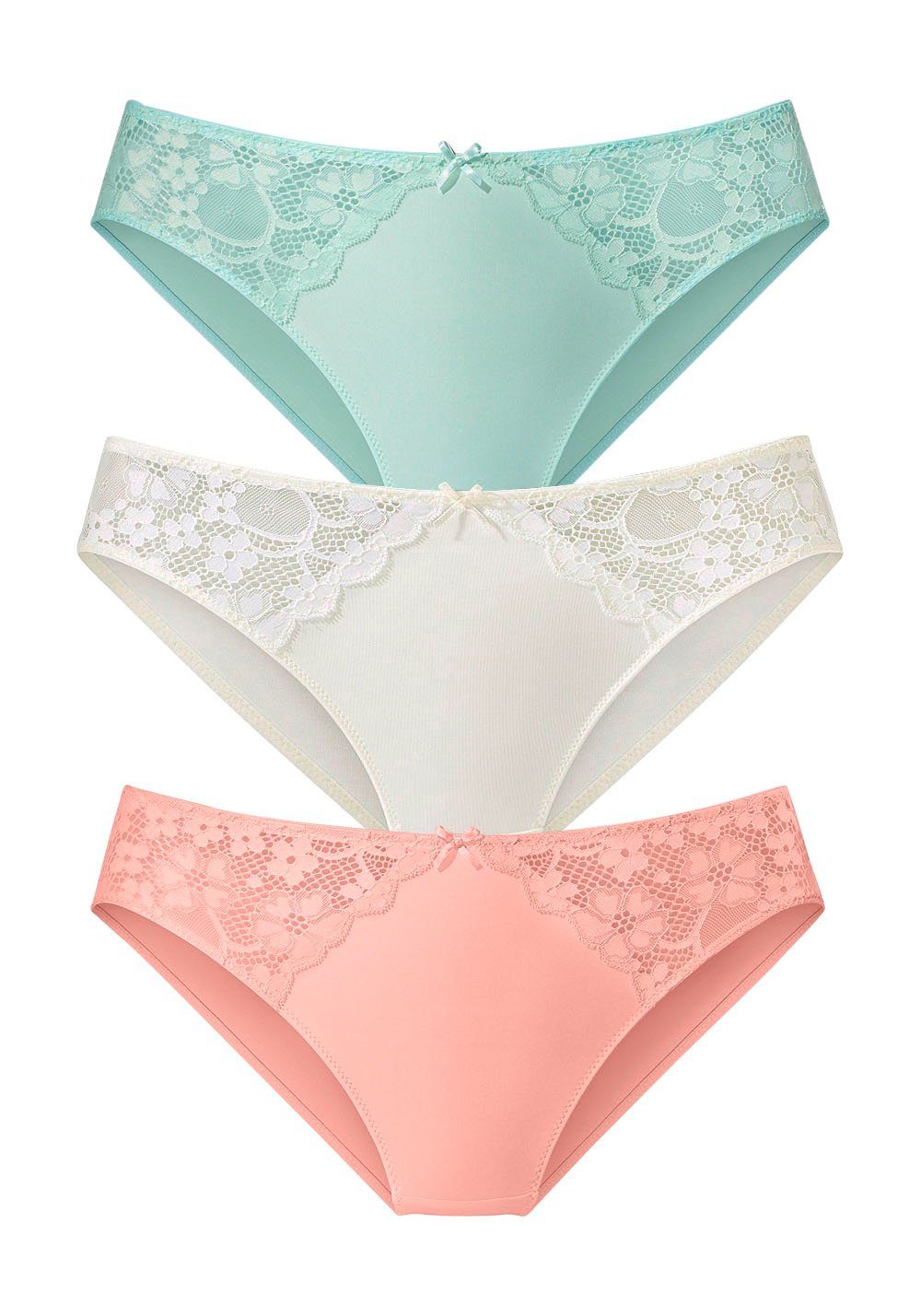 Petite fleur Slip met iets transparante jacquard-kant aan beide kanten opzij (3 stuks) slips maat 48/50 oranje