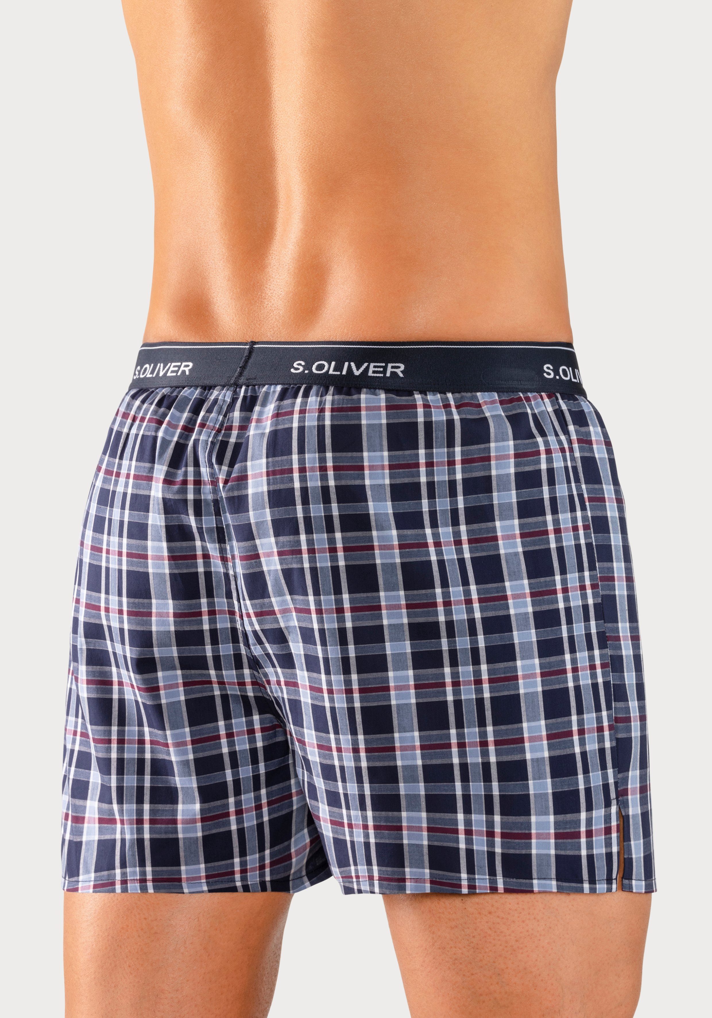 s.Oliver RED LABEL Beachwear Geweven boxershort weefband met logo (set, 2 stuks)