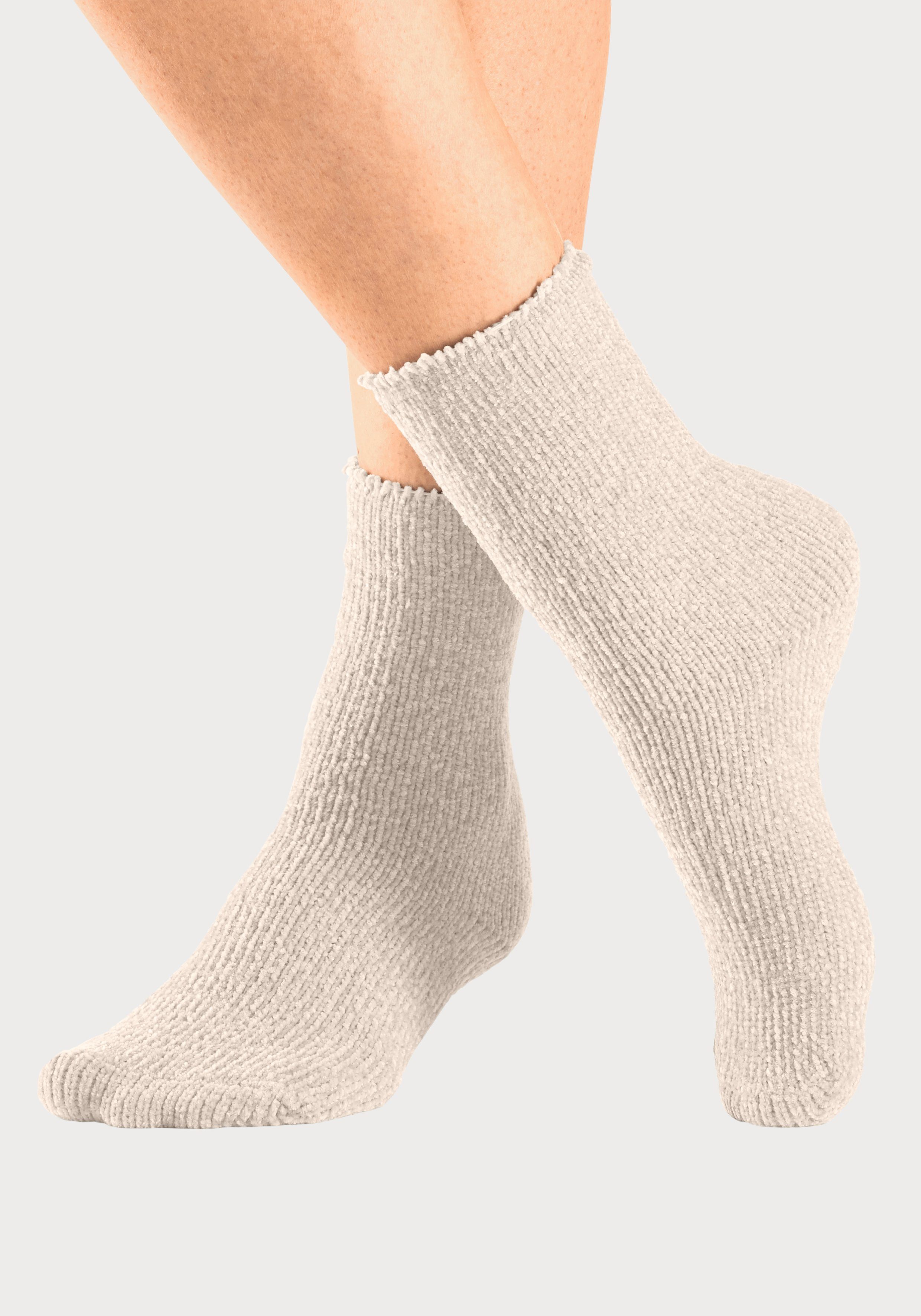 Lavana Wellness-sokken Bedsokken Bed sokken van zacht, licht glanzend chenille garen (set, 5 paar)