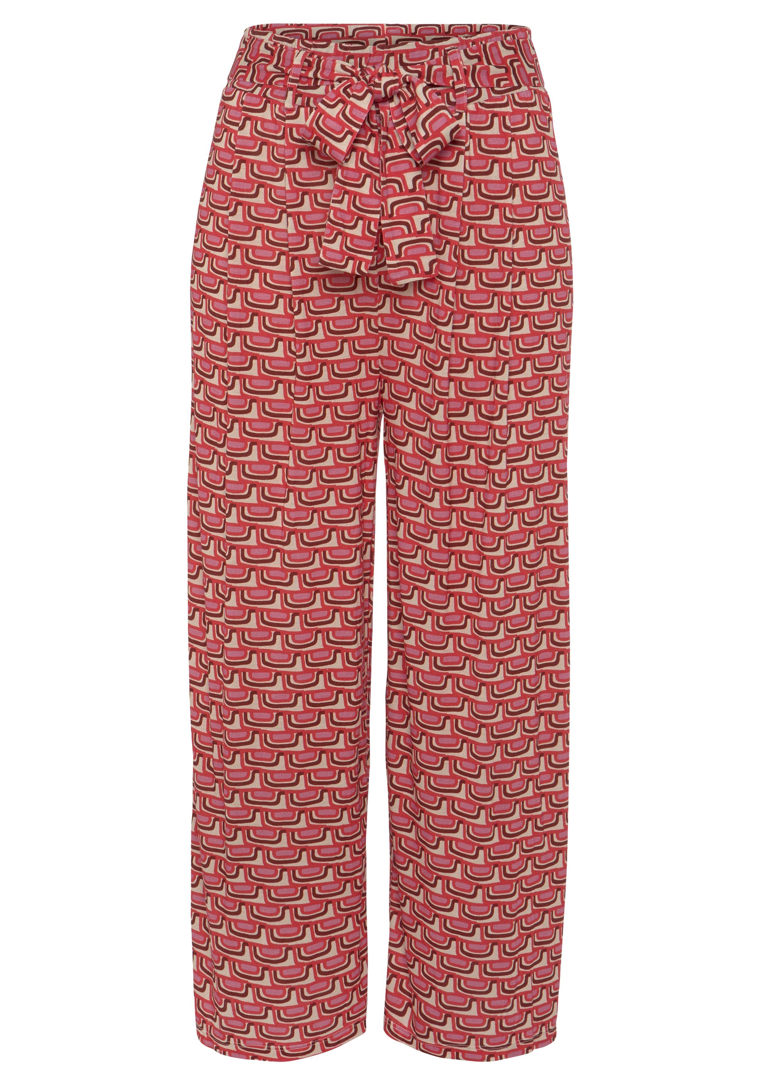 Vivance Culotte met retro-print, lichte jerseybroek, zomerbroek (Met een bindceintuur)