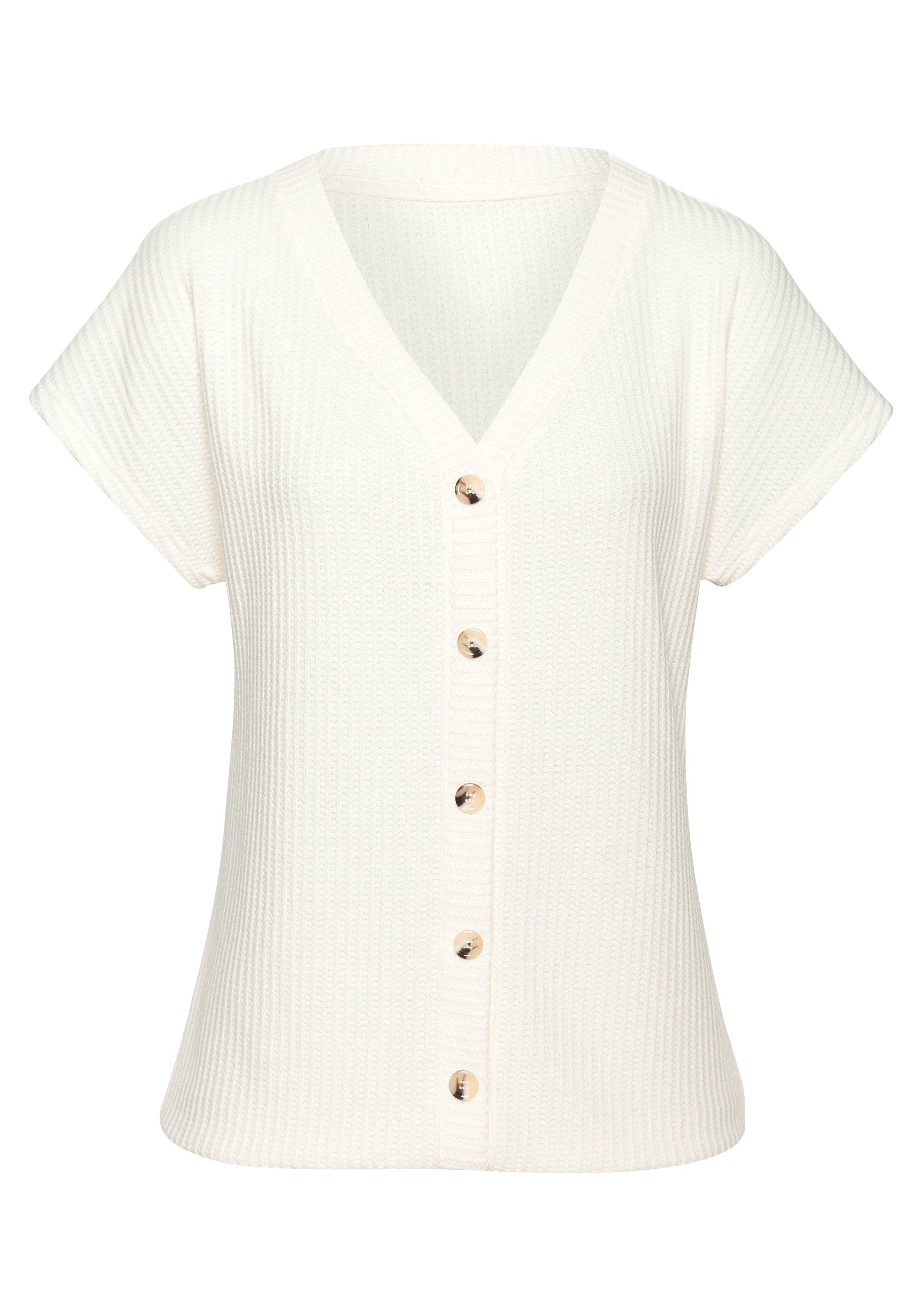 Lascana Shirt met korte mouwen Met sierknoopsluiting van zachte piquékwaliteit (1-delig)