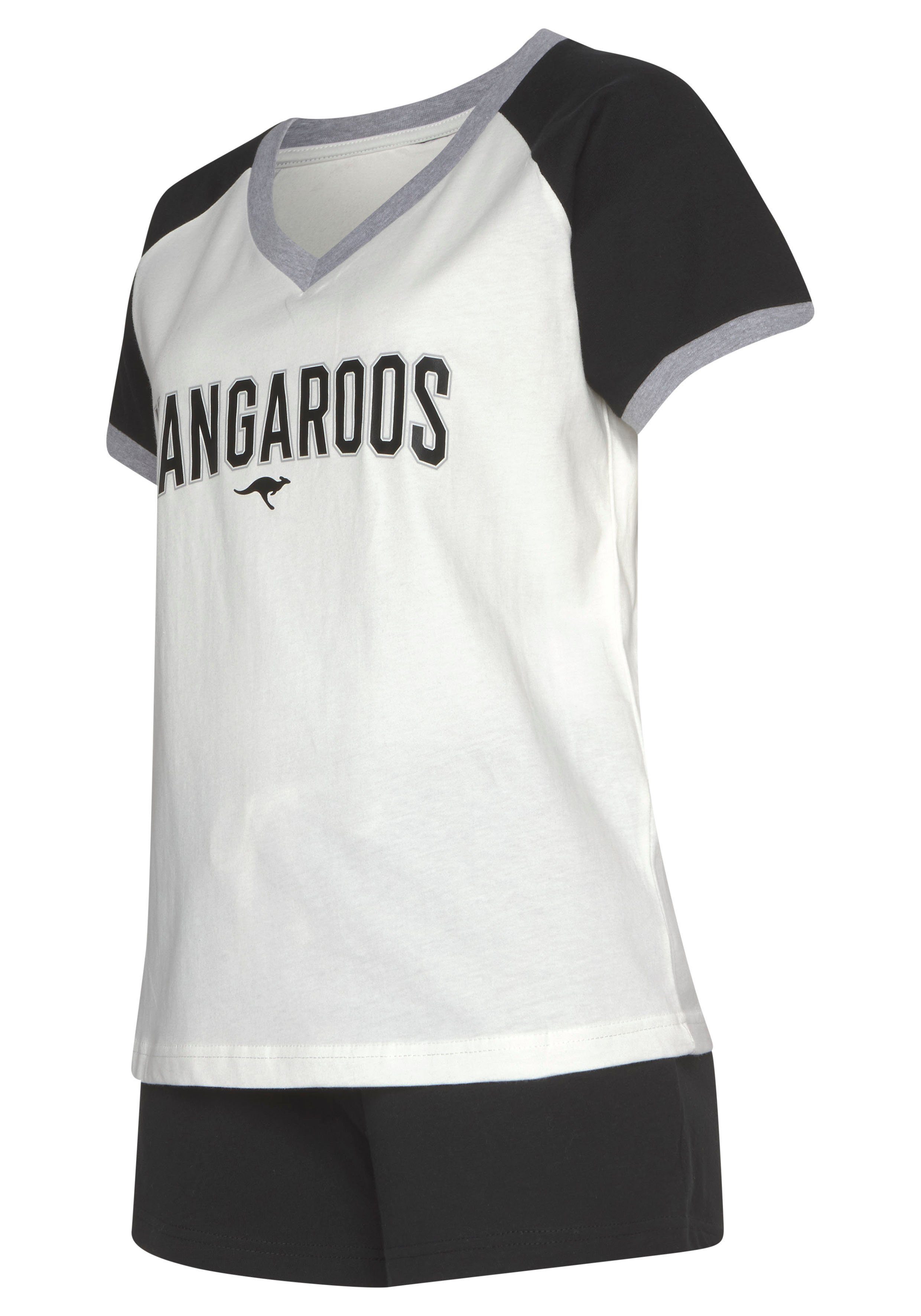 KangaROOS Shortama met contrastkleurige raglanmouwen (2-delig, 1 stuk)