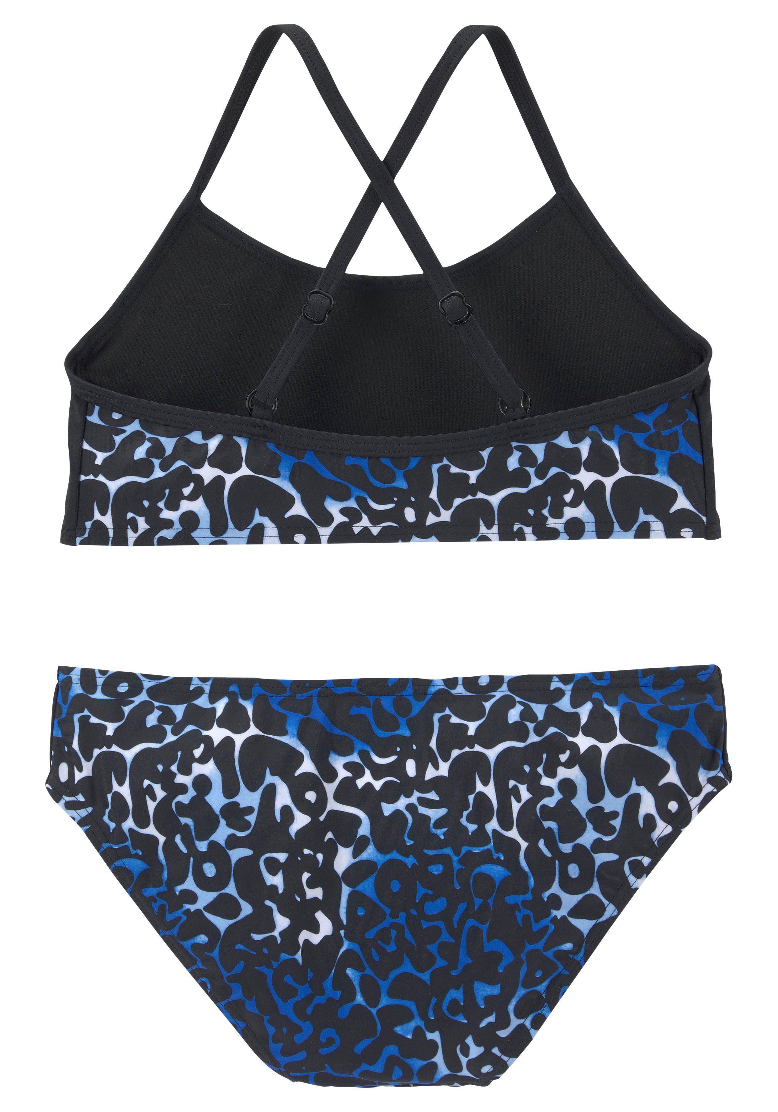 Buffalo Bustierbikini met druk en uniparts bikini's maat 122/128 blauw