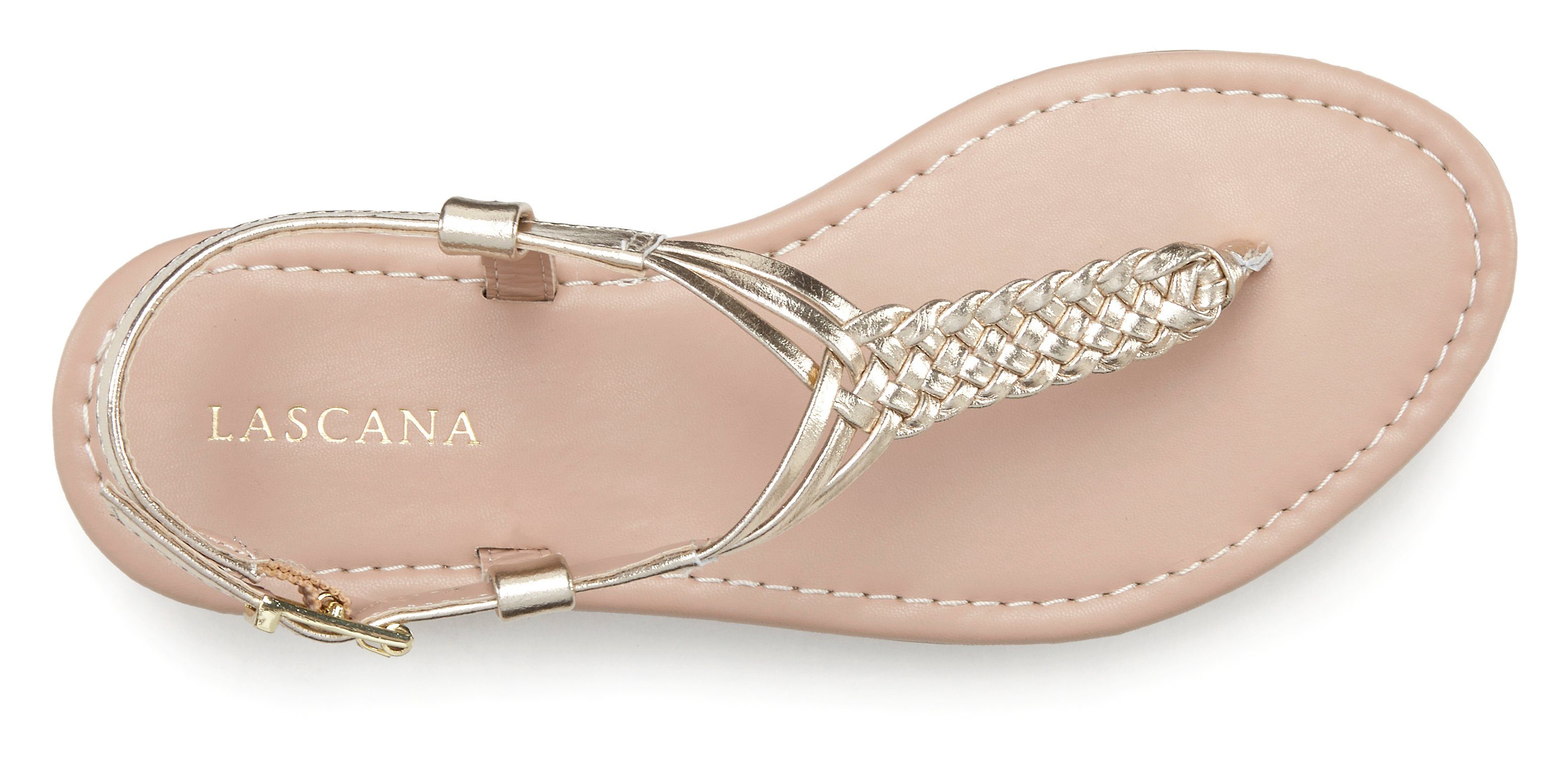 Lascana Teenslippers Sandalet, Zomerschoen Sandaal van leer met vlecht-look