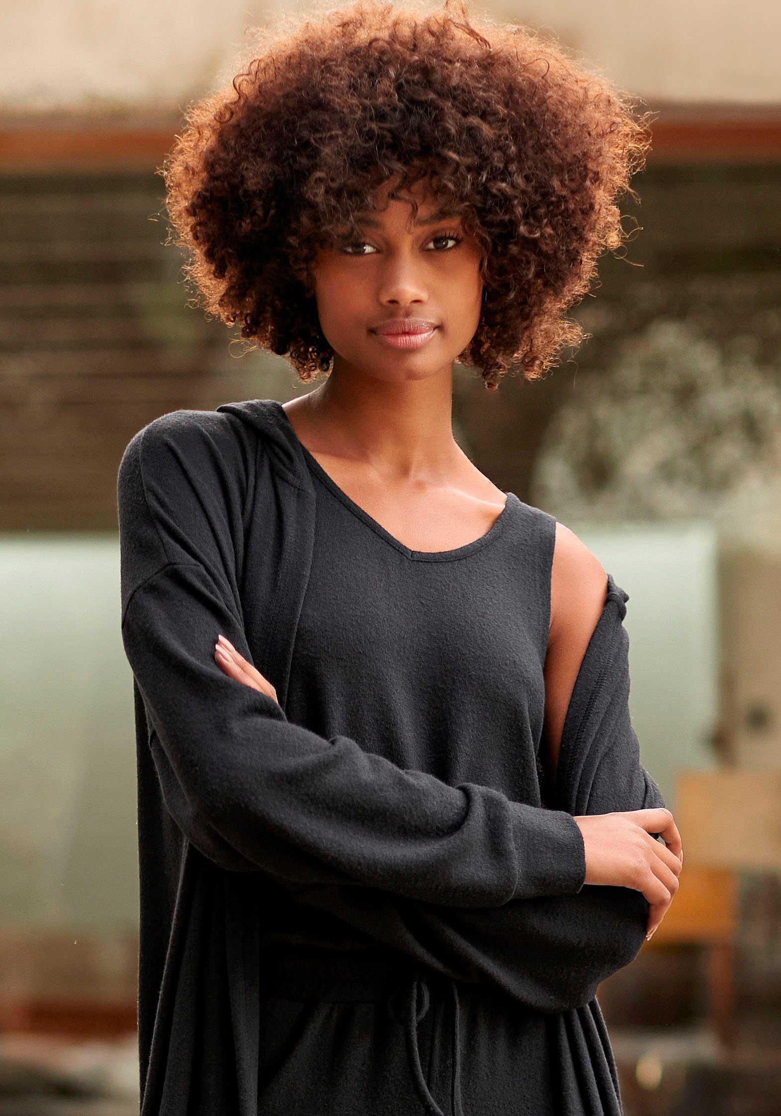 Lascana Gebreide top met brede banden, loungewear