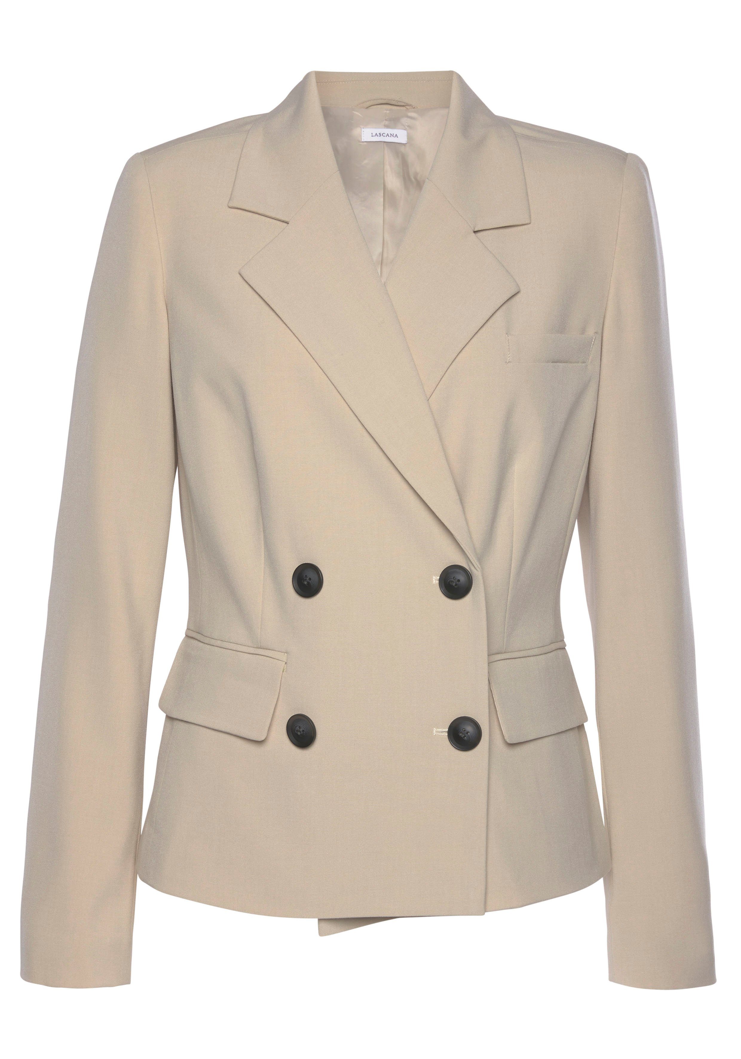 Lascana Korte blazer met dubbele knoopsluiting, damesblazer, sportief-elegant