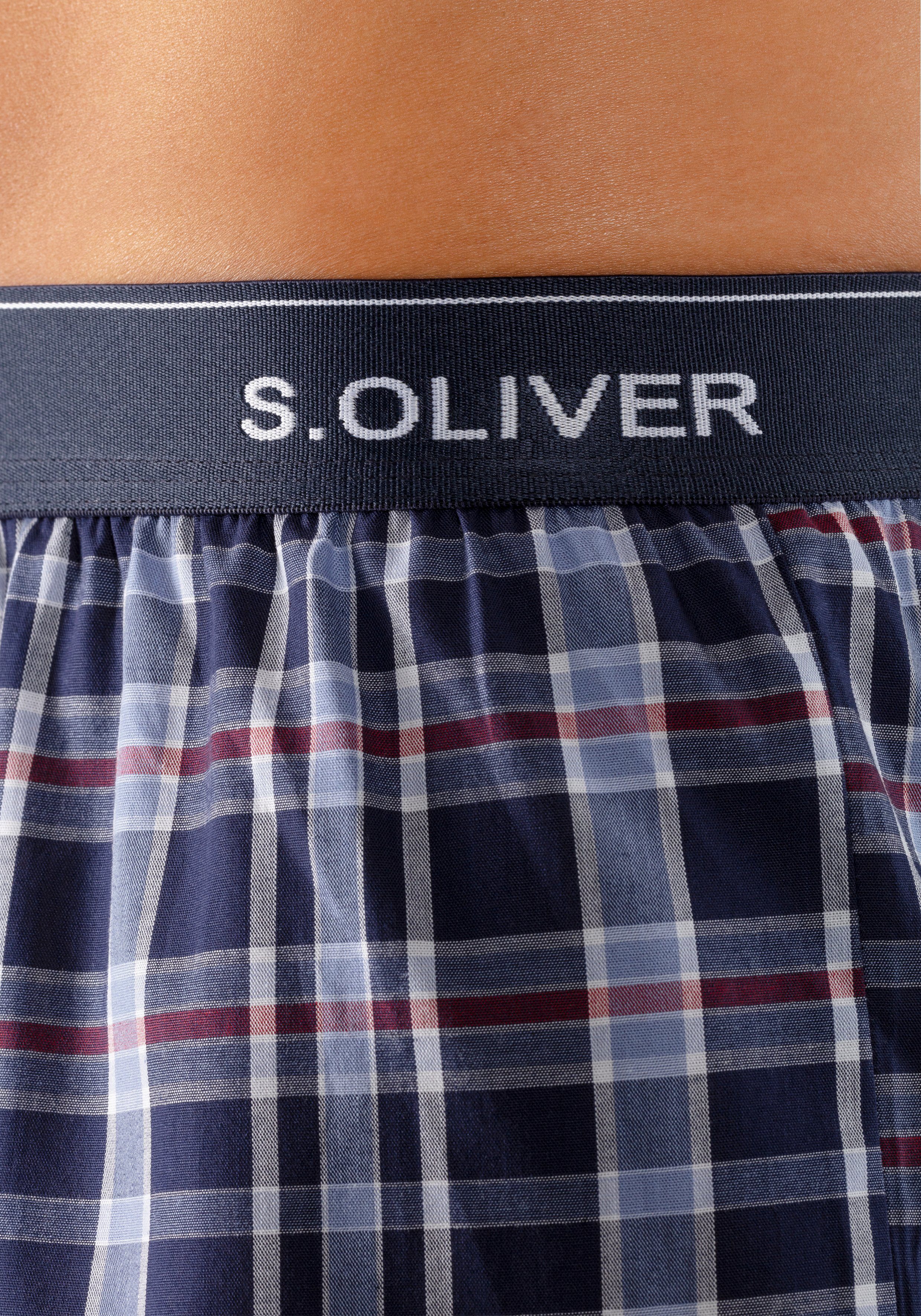 s.Oliver RED LABEL Beachwear Geweven boxershort weefband met logo (set, 2 stuks)