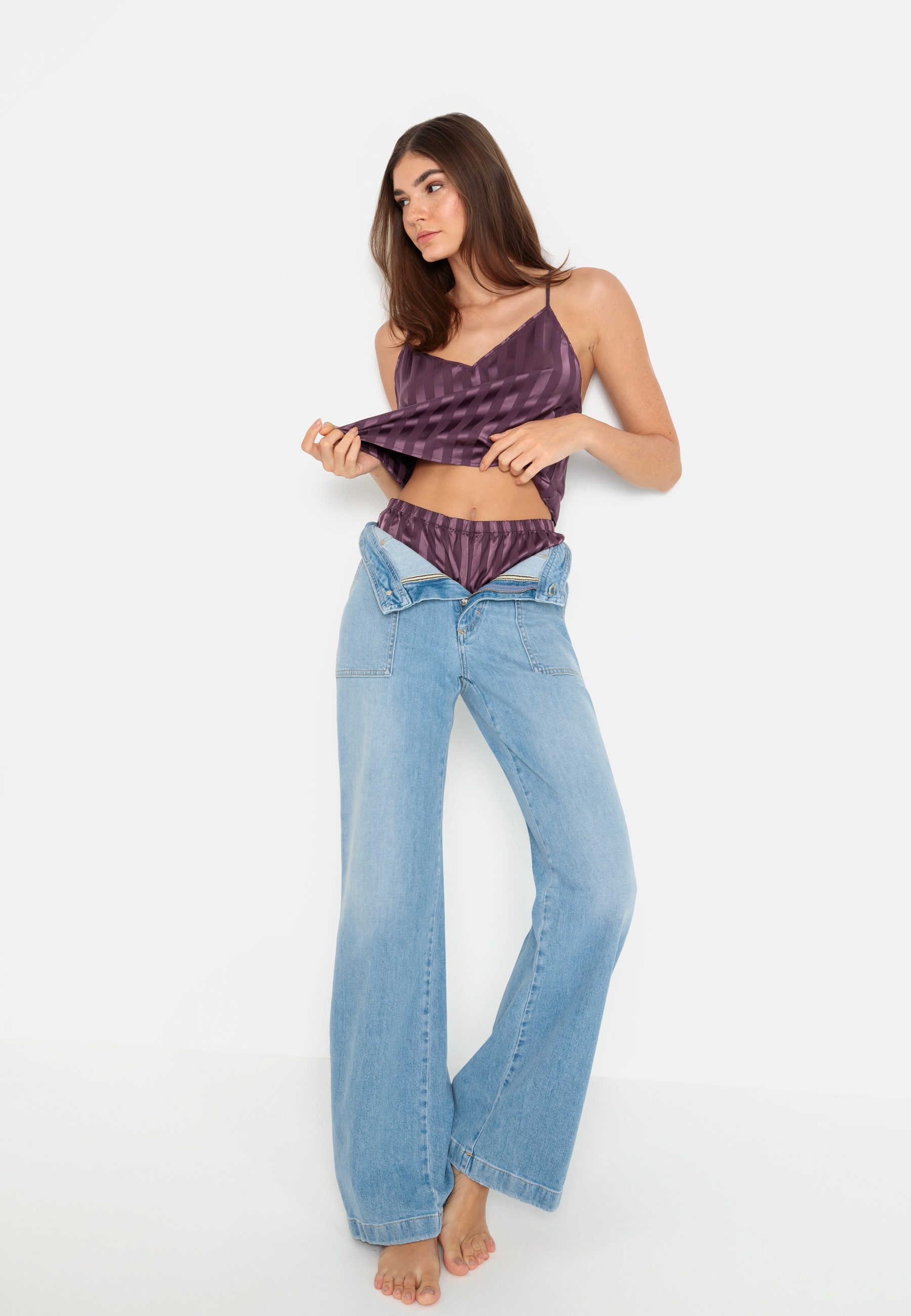 LSCN by LASCANA Shortama met diepe hals (set, 2-delig)