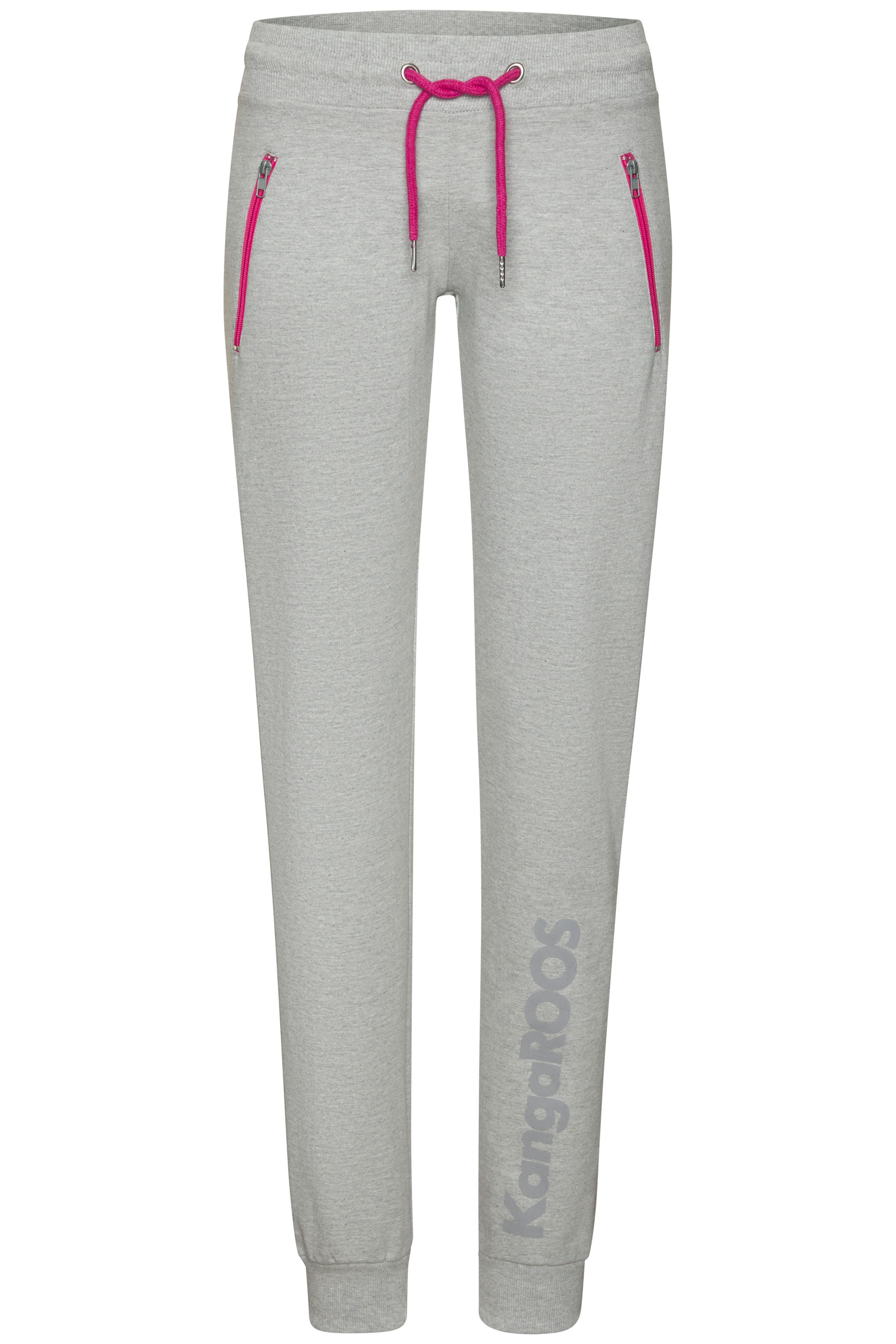 KangaROOS Sweatbroek met contrasterende details, loungewear lounge broeken maat 36/38 grijs