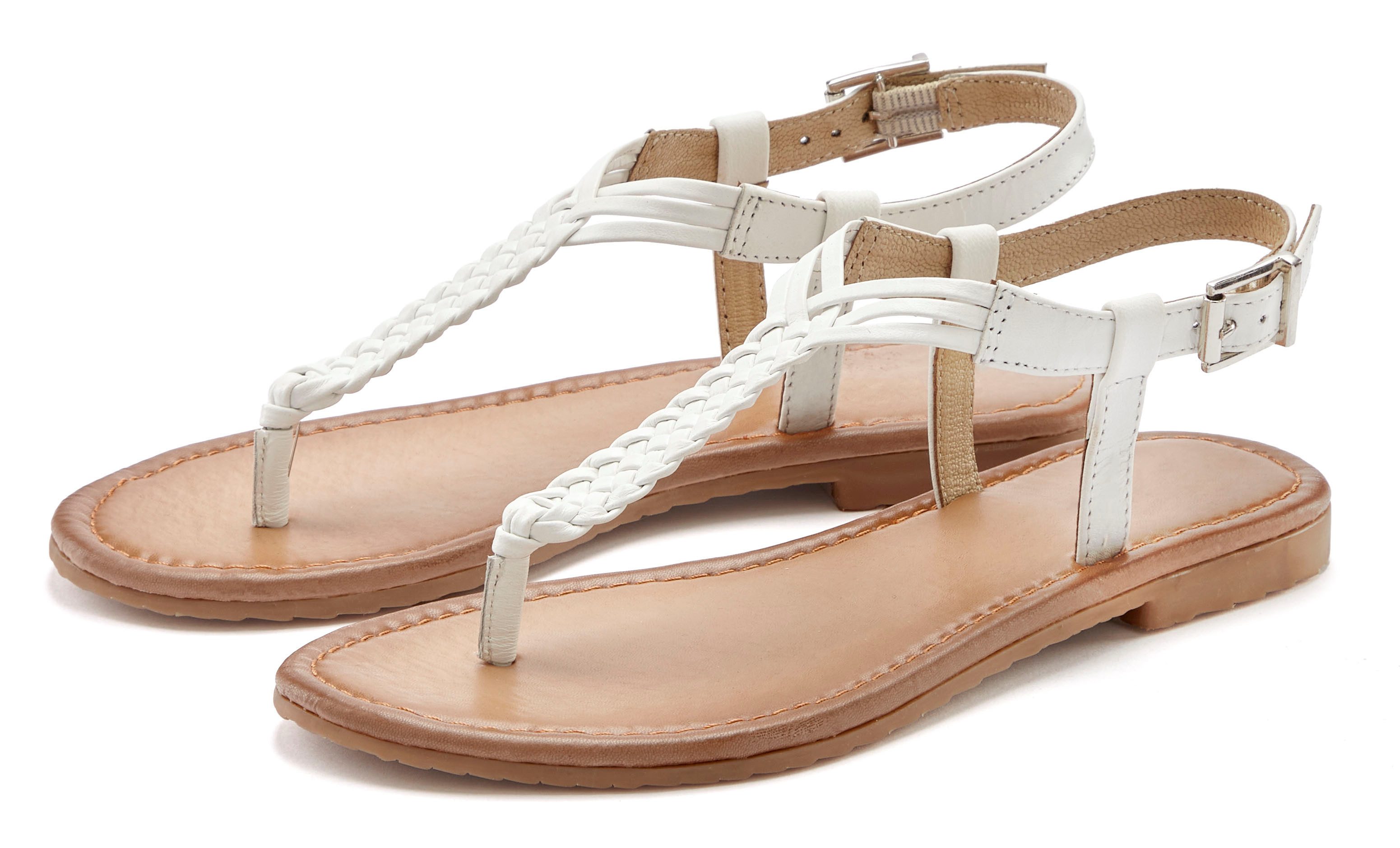 Vivance Teenslippers Sandalette, zomerschoen, sandaal van leer met vlecht-look
