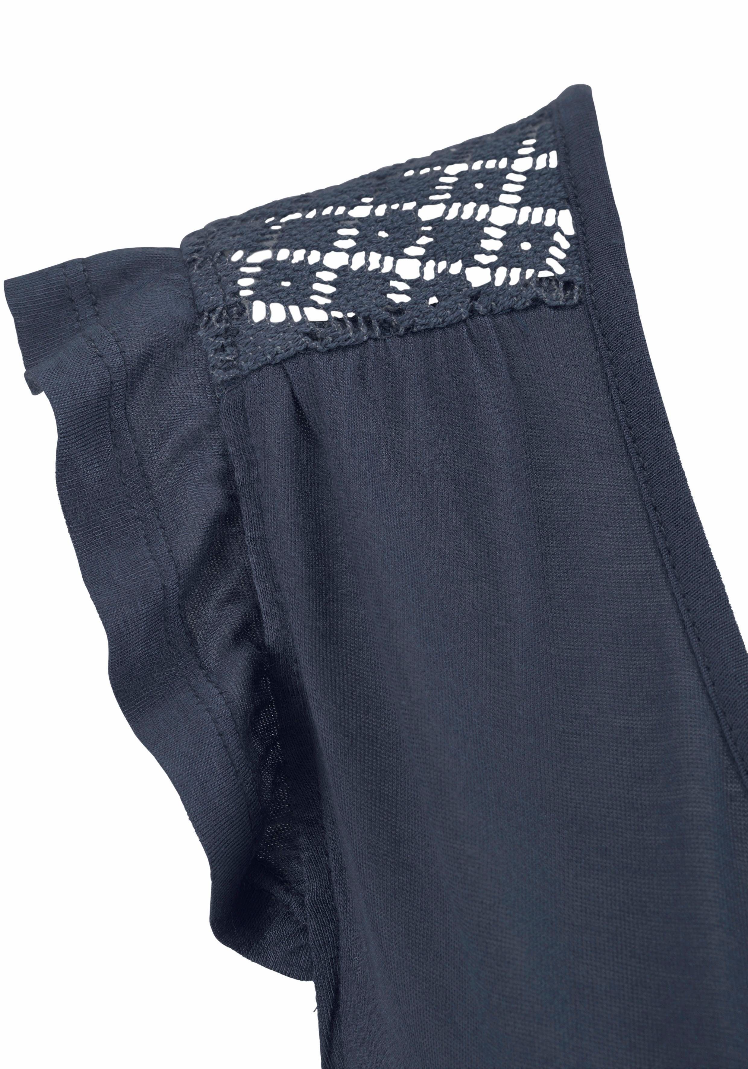 Buffalo Strandshirt met kanten inzet op de rug en ruches, shirt met korte mouwen