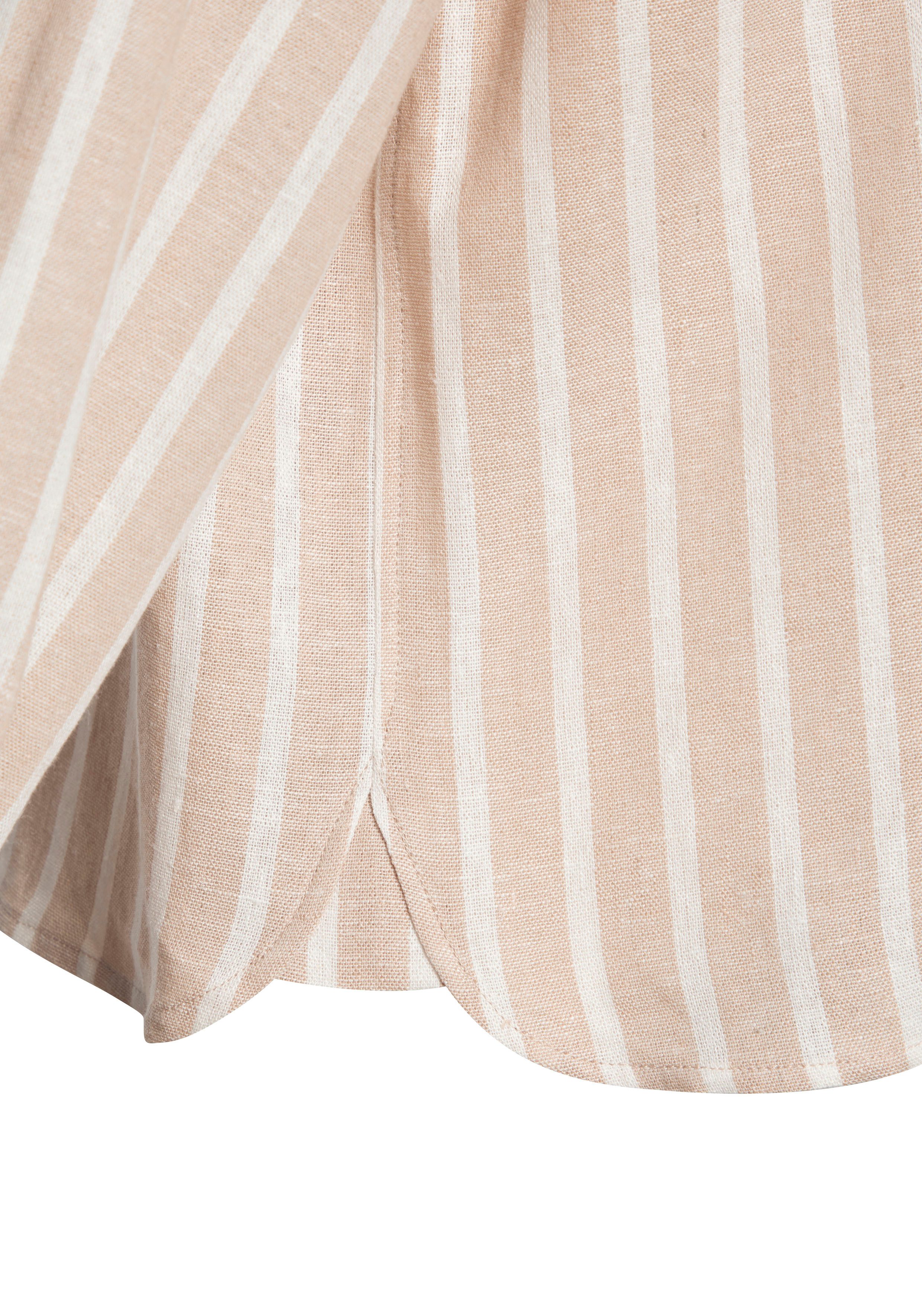 Buffalo Overhemdblouse met linnenpercentage, luchtige lange blouse met overhemdkraag