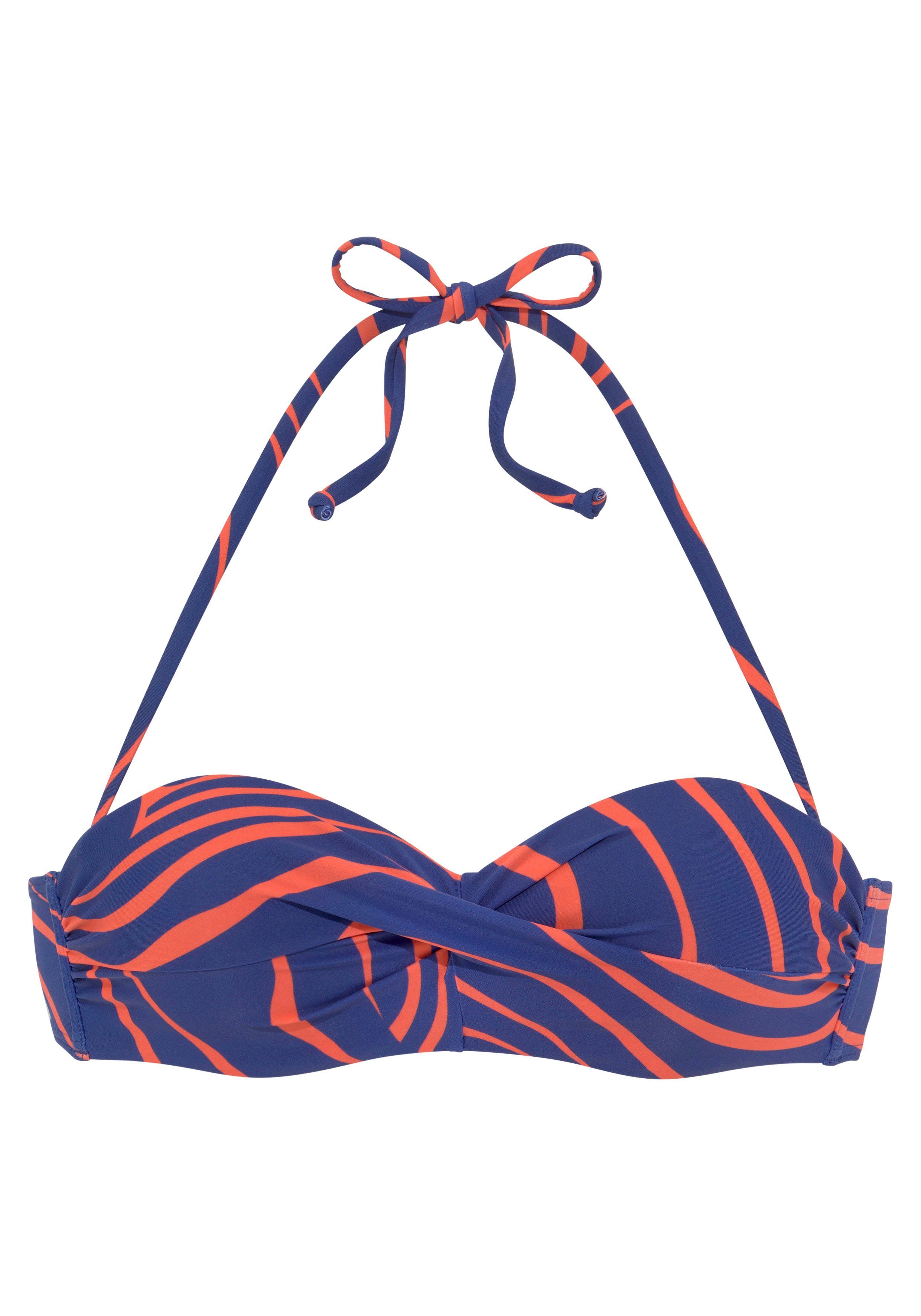 Buffalo Beugelbikinitop in bandeaumodel Dune in trendy streep-look bandeau bikini's maat C C blauw