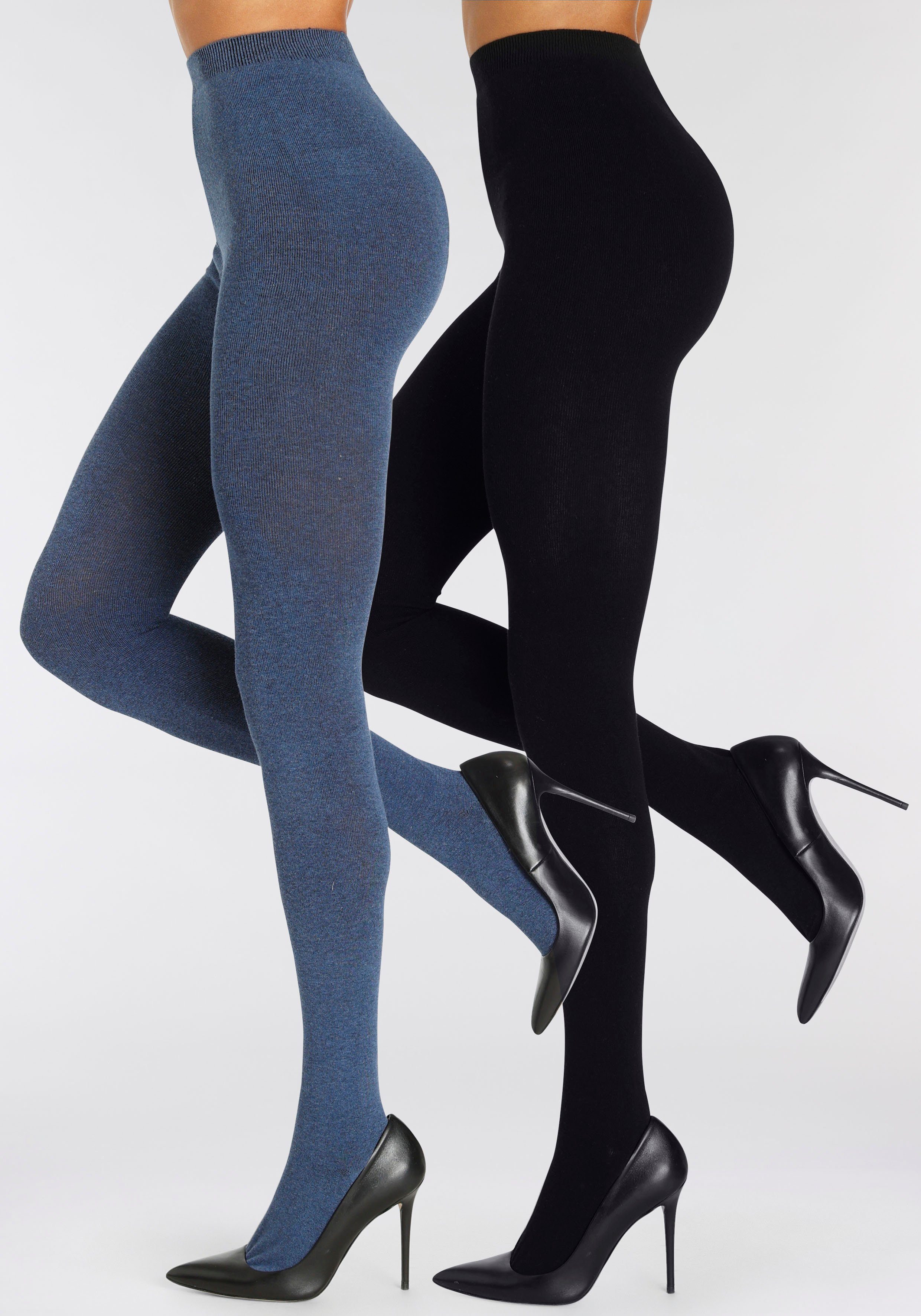Lascana Maillot in een aangename katoenmix (2 stuks) leggings en meer maat 32/34 blauw