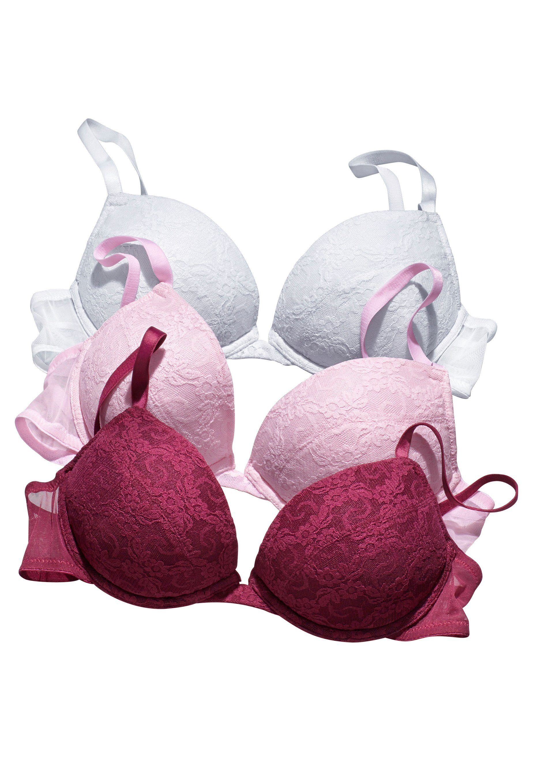 Petite fleur Push-up-bh met beugel en uitneembare vullingen, dessous (Set van 3)