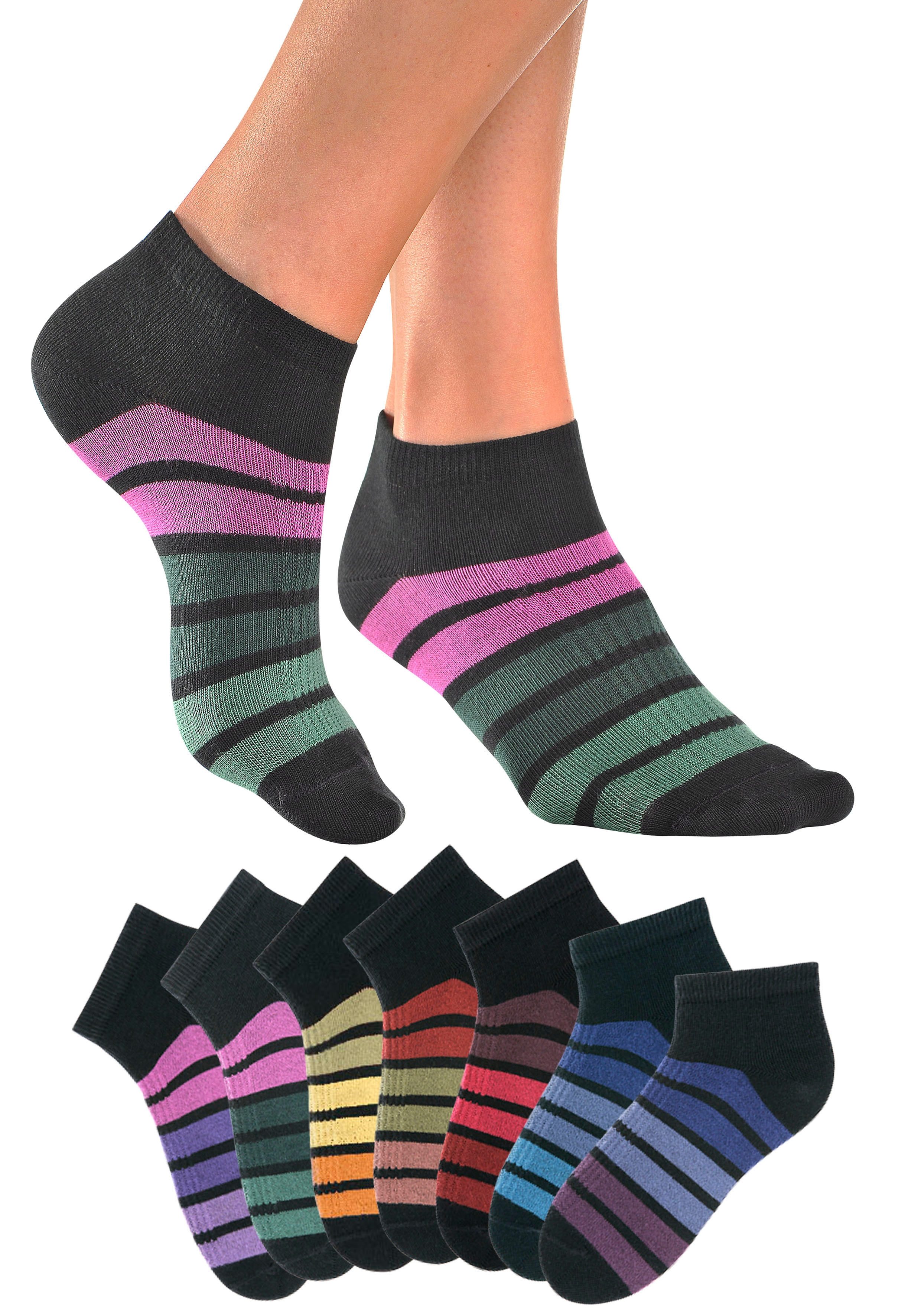 H.I.S Sneakersokken met kleurrijke horizontale strepen (set, 7 paar)