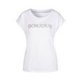 vivance t-shirt met modieuze frontprint 'bonjour' wit