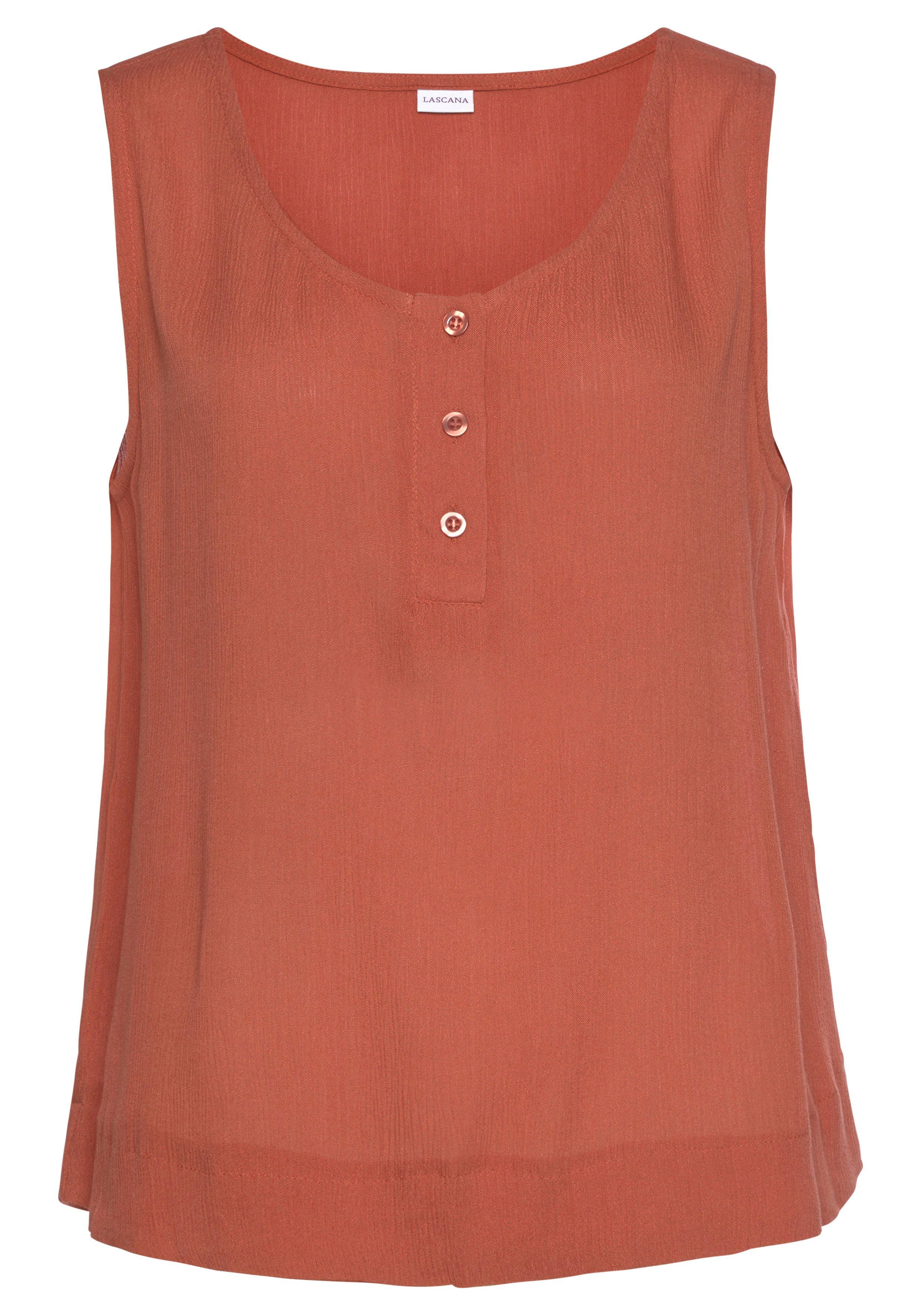 Buffalo Top van crêpe viscose met knoopsluiting, tanktop, overhemdblouse