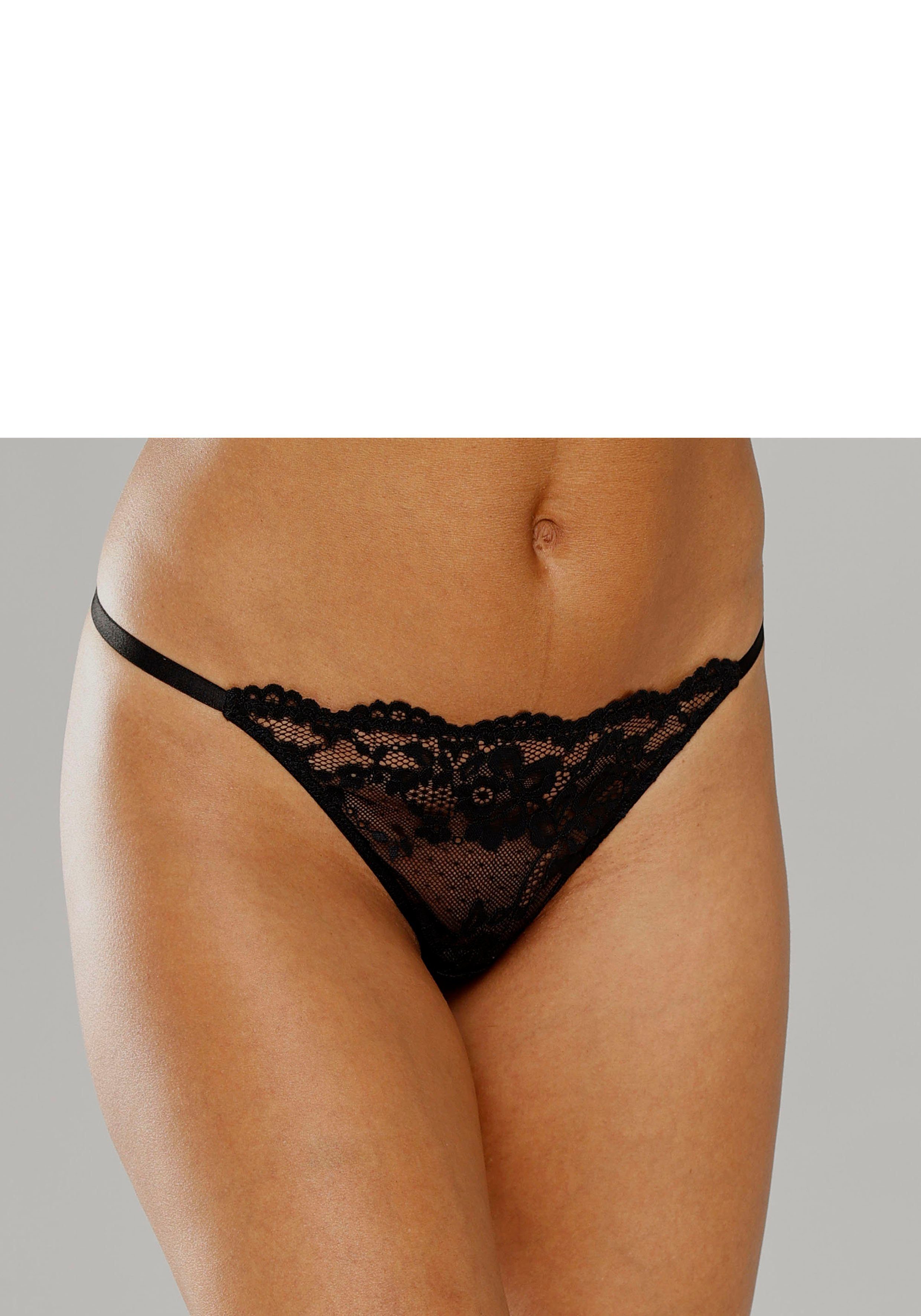 Lascana String van stijlvol transparant kant