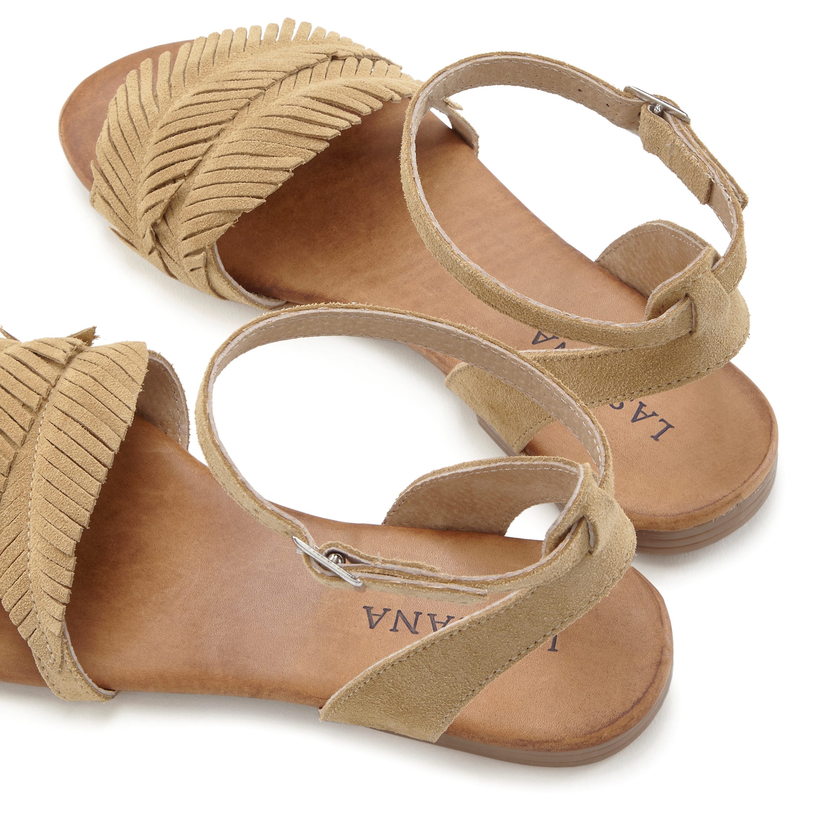 Lascana Sandalen Zomerschoen Sandalette, zomerschoen van leer met modieuze franjes