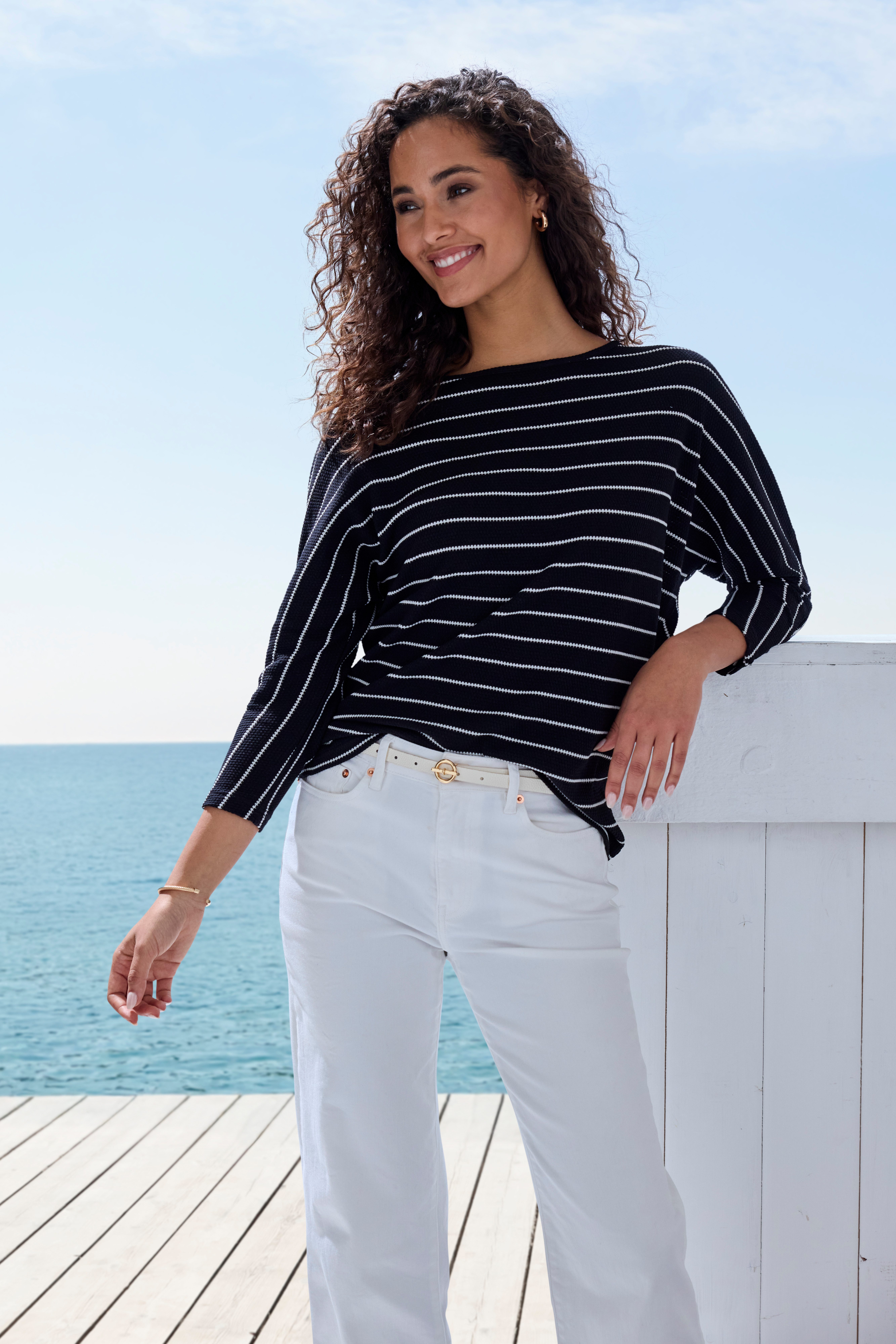 Vivance Shirt met 3/4 mouwen Met modieuze streepstructuur