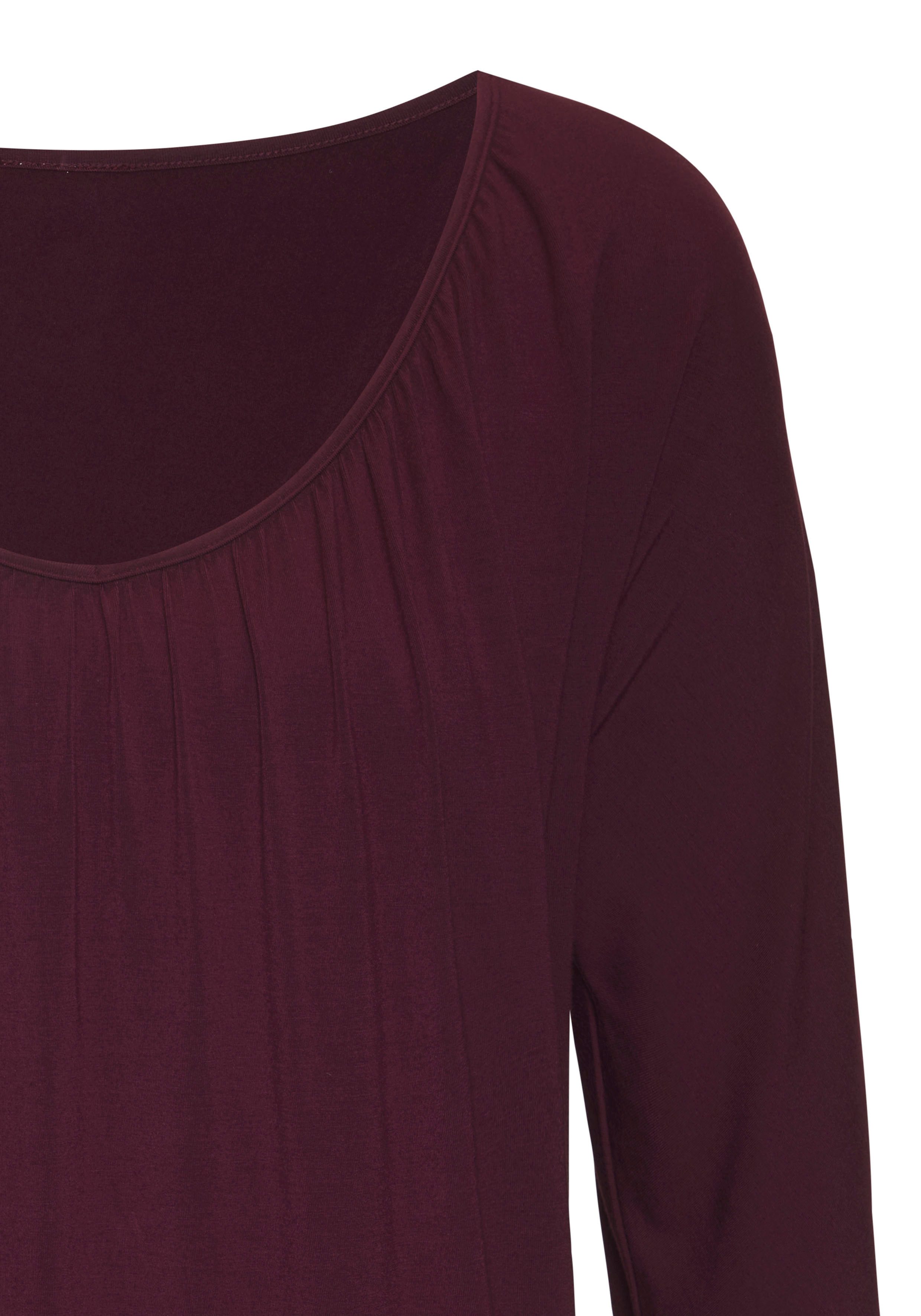 Lascana Shirt met 3/4 mouwen Met fijne plooien bij de hals