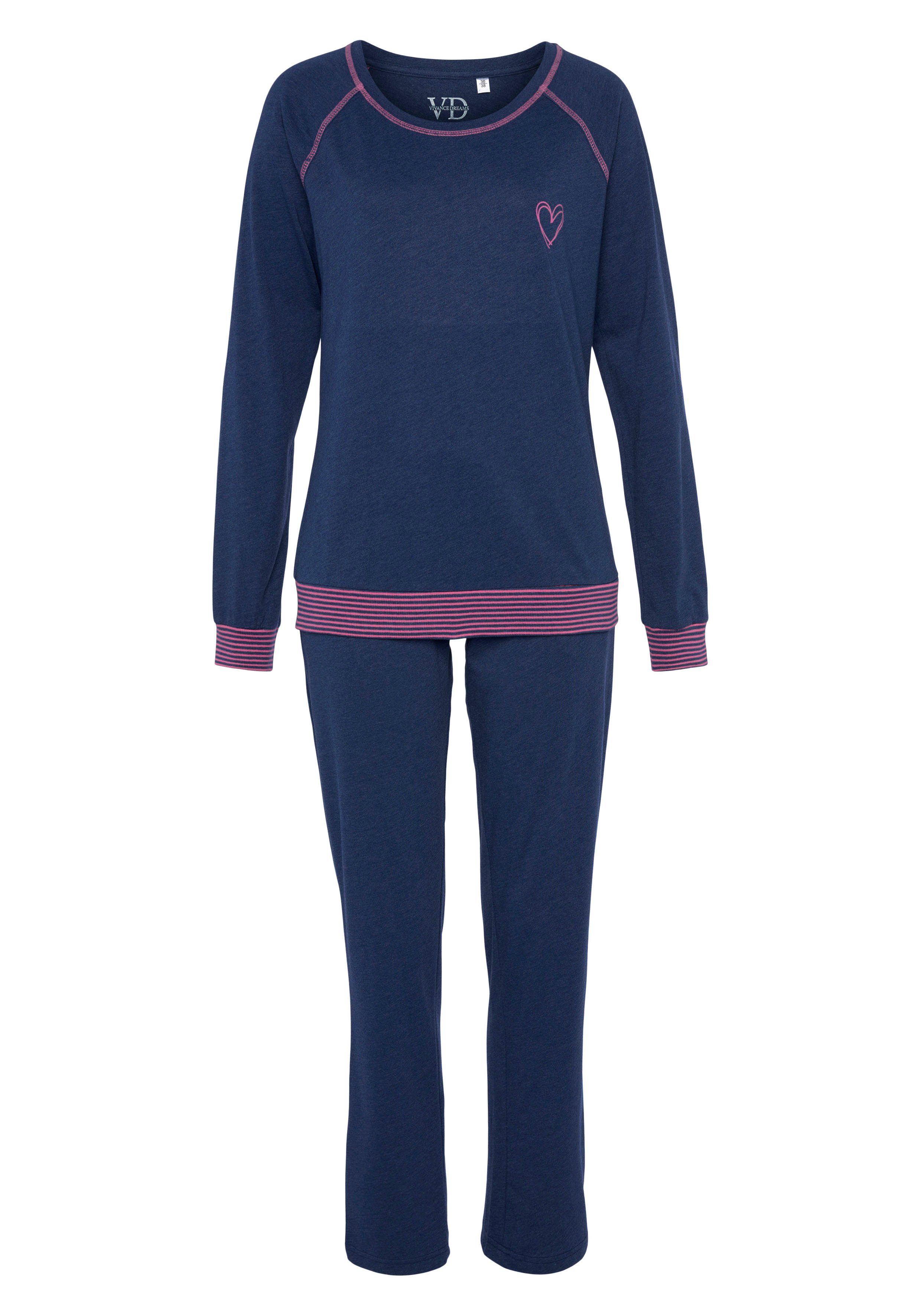Vivance Dreams Pyjama met decoratieve flatlock-naden in neonkleuren (2-delig)