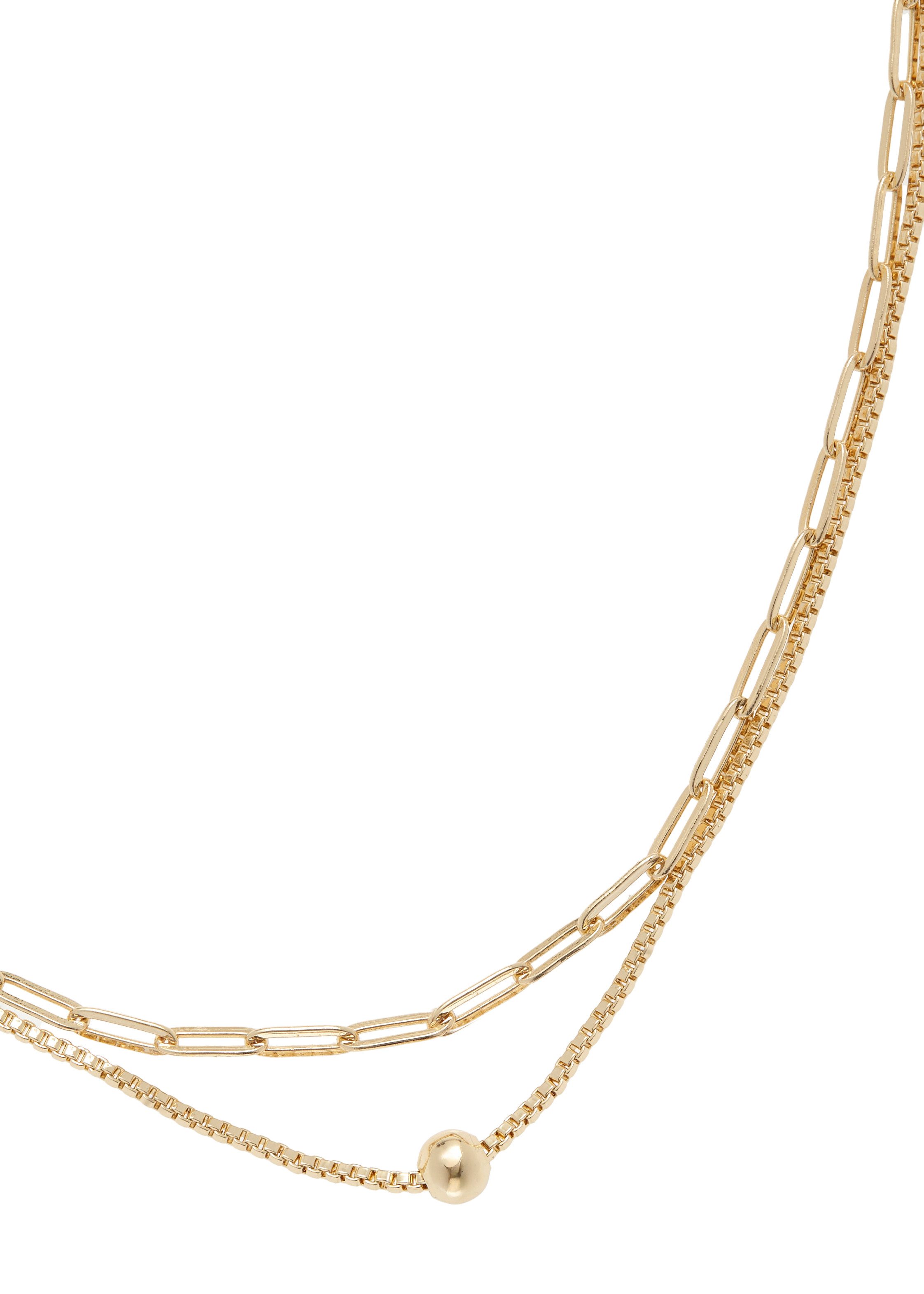 Lascana Ketting met hanger Halsketting in lagenlook, dubbele ketting, collier met bol sieraden goud(kleur)