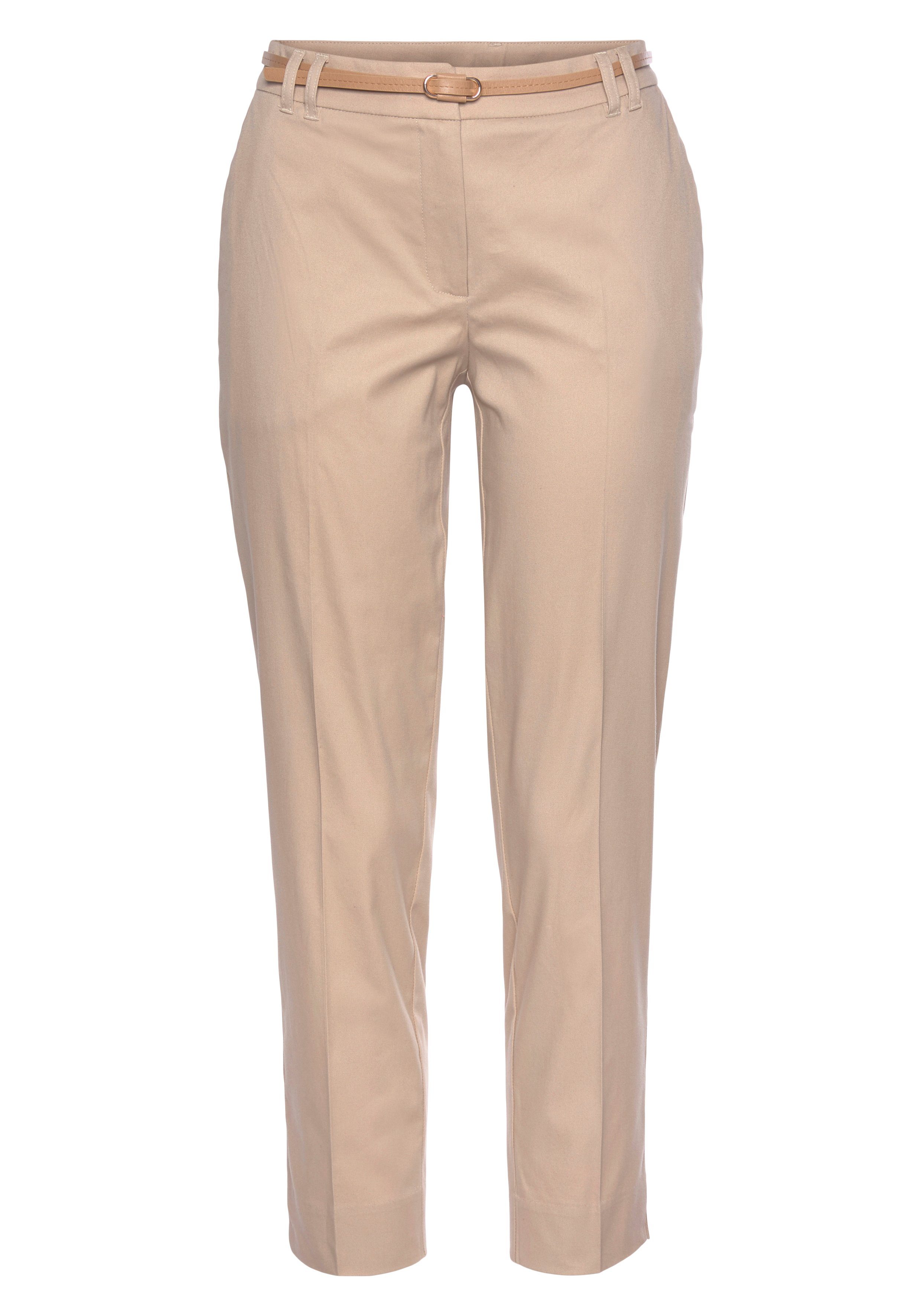 Vivance Chino in klassieke basic pasvorm, stoffen broek, business look (Met riem in leer-look)